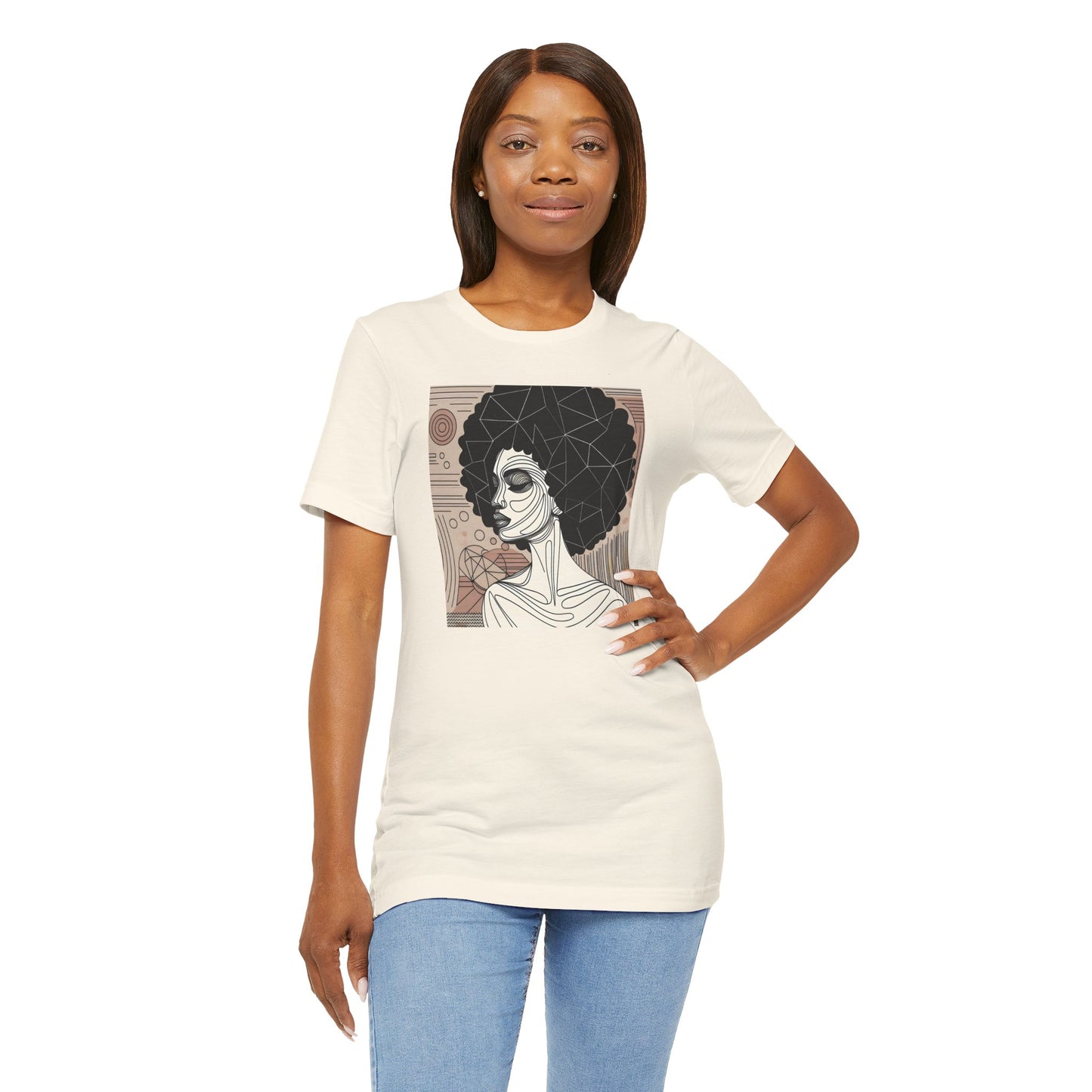 Artistic Afro Woman Tee - Unisex Short Sleeve Graphic Shirt Black Excelence