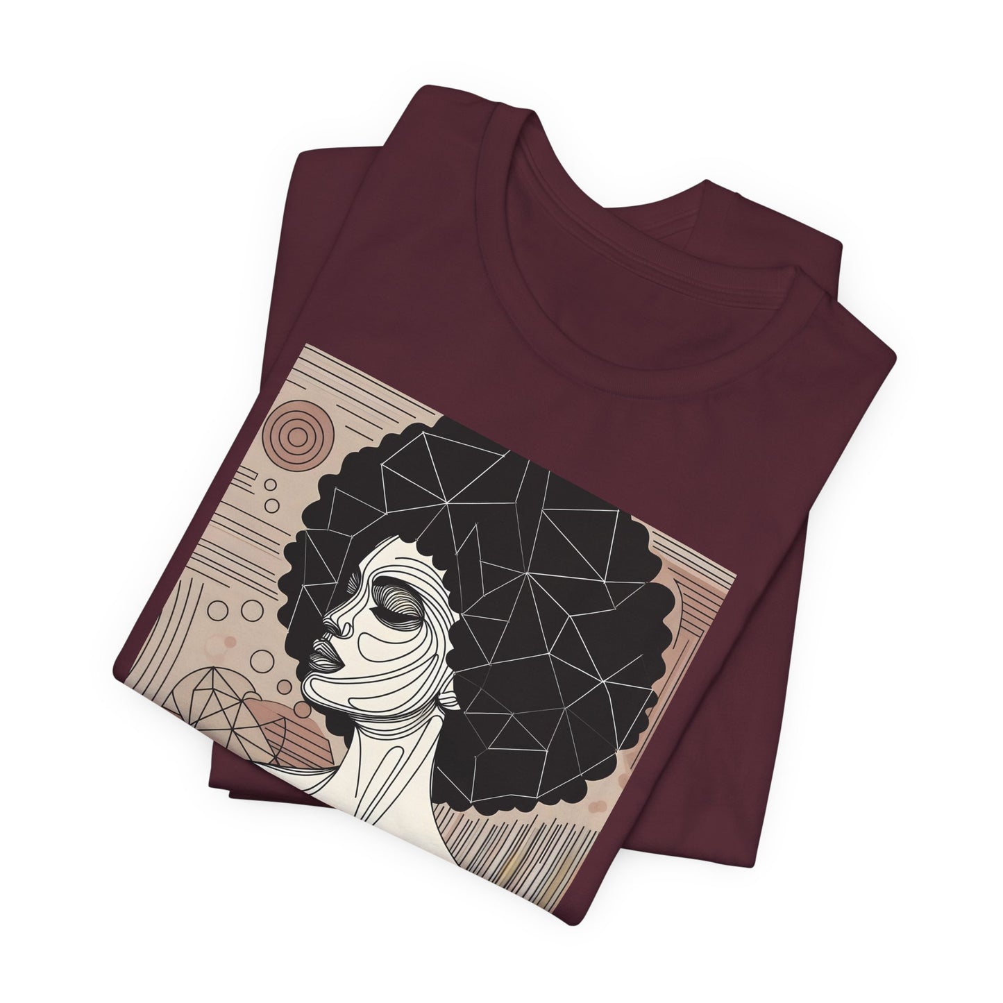Artistic Afro Woman Tee - Unisex Short Sleeve Graphic Shirt Black Excelence