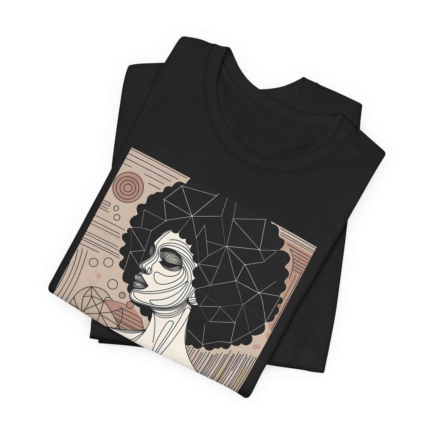 Artistic Afro Woman Tee - Unisex Short Sleeve Graphic Shirt Black Excelence