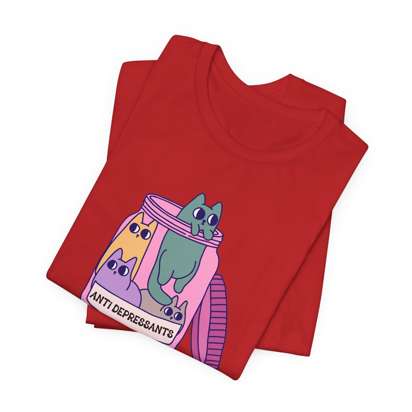 Anti-Depressant Cat Unisex Tee - Fun & Whimsical Graphic T-Shirt - Cats are my Anti Depressants