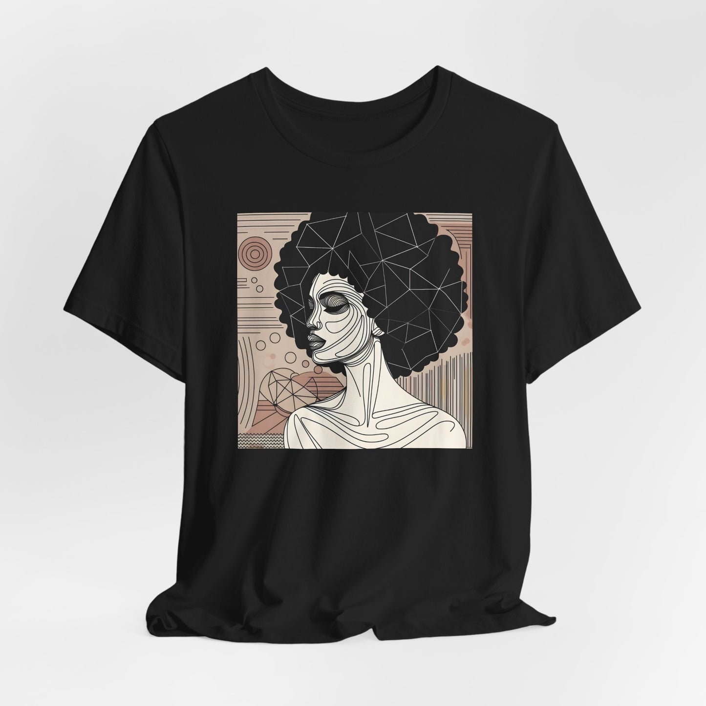 Artistic Afro Woman Tee - Unisex Short Sleeve Graphic Shirt Black Excelence