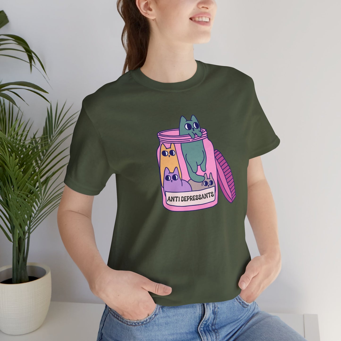 Anti-Depressant Cat Unisex Tee - Fun & Whimsical Graphic T-Shirt - Cats are my Anti Depressants
