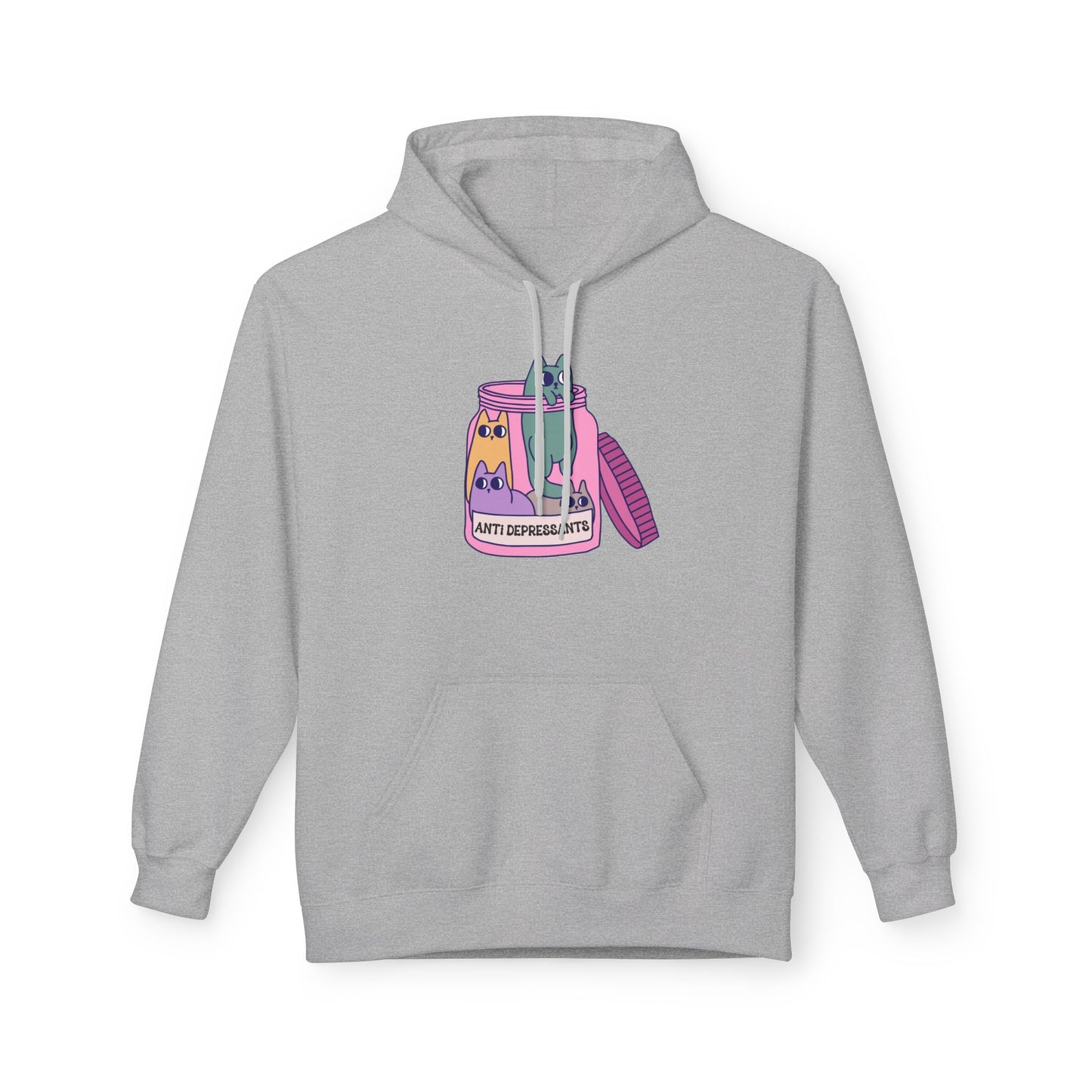 Anti-Depressant Cat Hoodie - Unisex Midweight Fleece for Cat Lovers - Cats are my Anti- Depressants