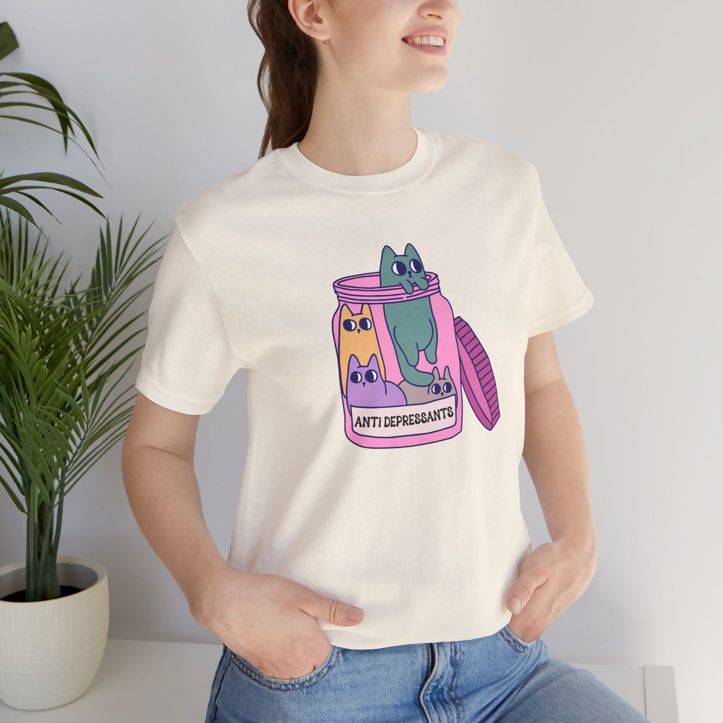 Anti-Depressant Cat Unisex Tee - Fun & Whimsical Graphic T-Shirt - Cats are my Anti Depressants