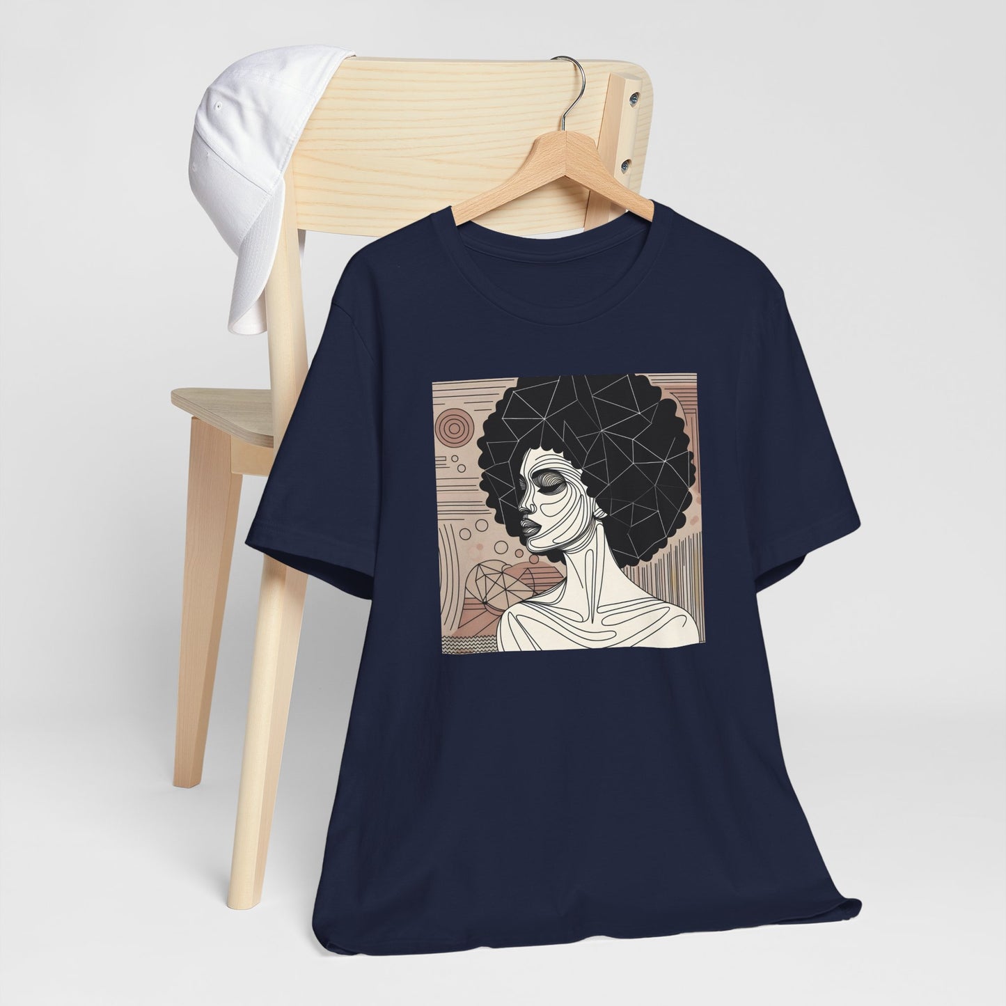 Artistic Afro Woman Tee - Unisex Short Sleeve Graphic Shirt Black Excelence