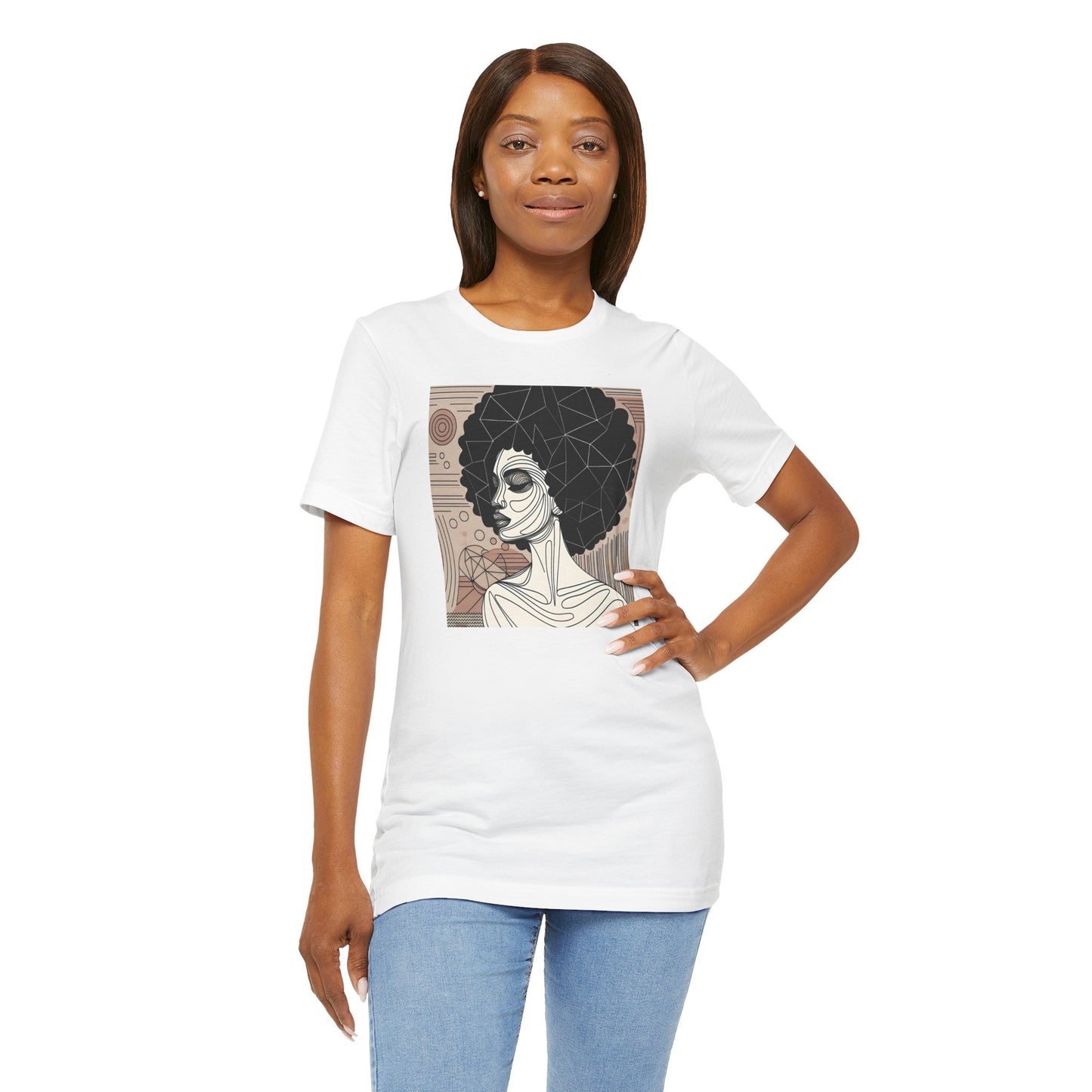 Artistic Afro Woman Tee - Unisex Short Sleeve Graphic Shirt Black Excelence