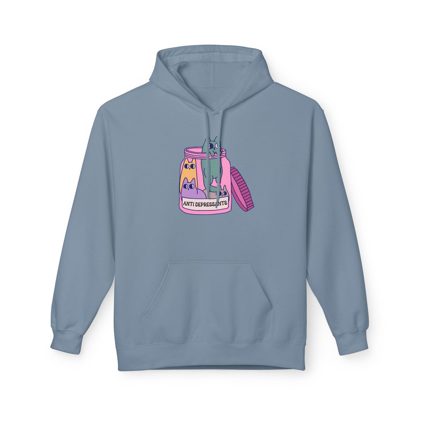 Anti-Depressant Cat Hoodie - Unisex Midweight Fleece for Cat Lovers - Cats are my Anti- Depressants