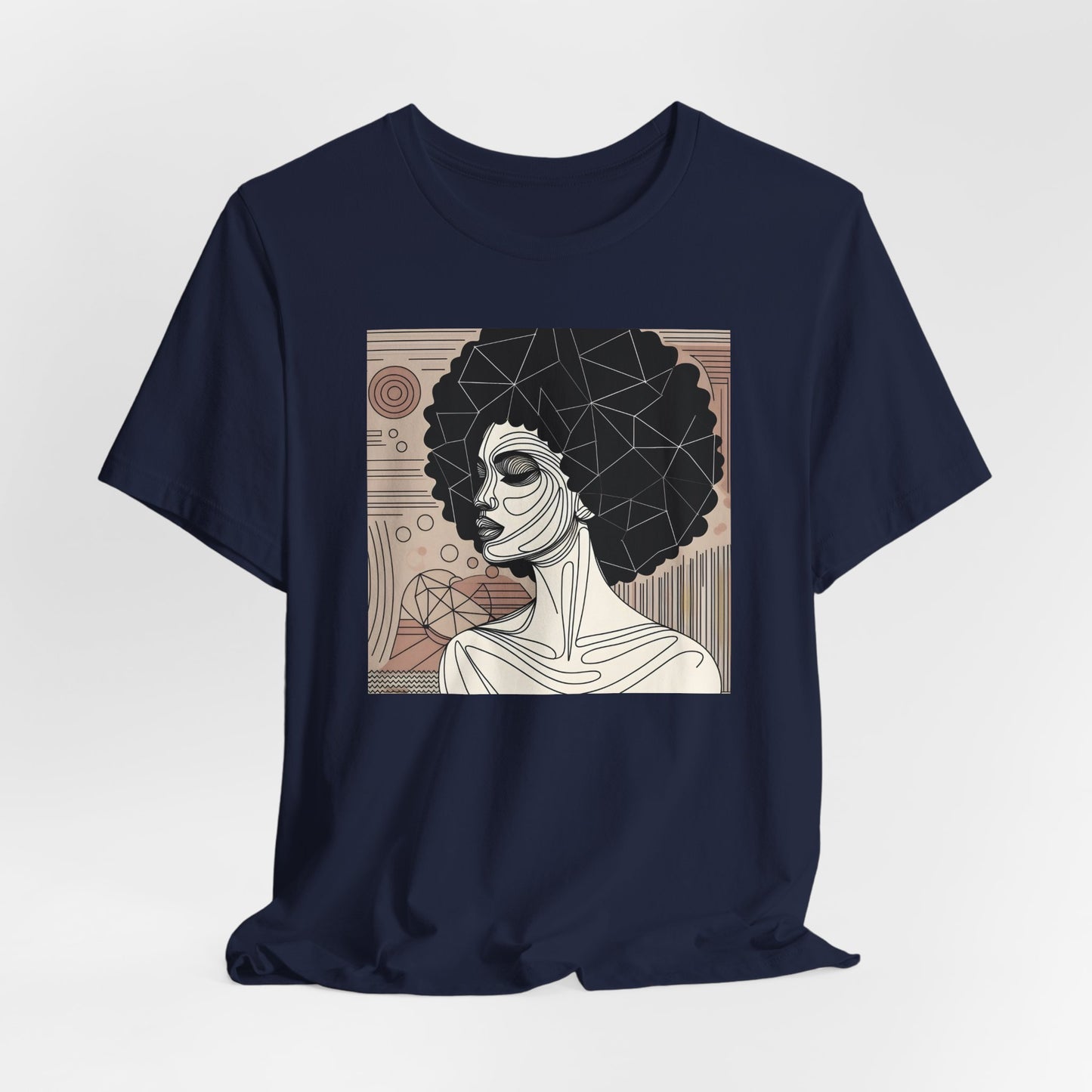 Artistic Afro Woman Tee - Unisex Short Sleeve Graphic Shirt Black Excelence