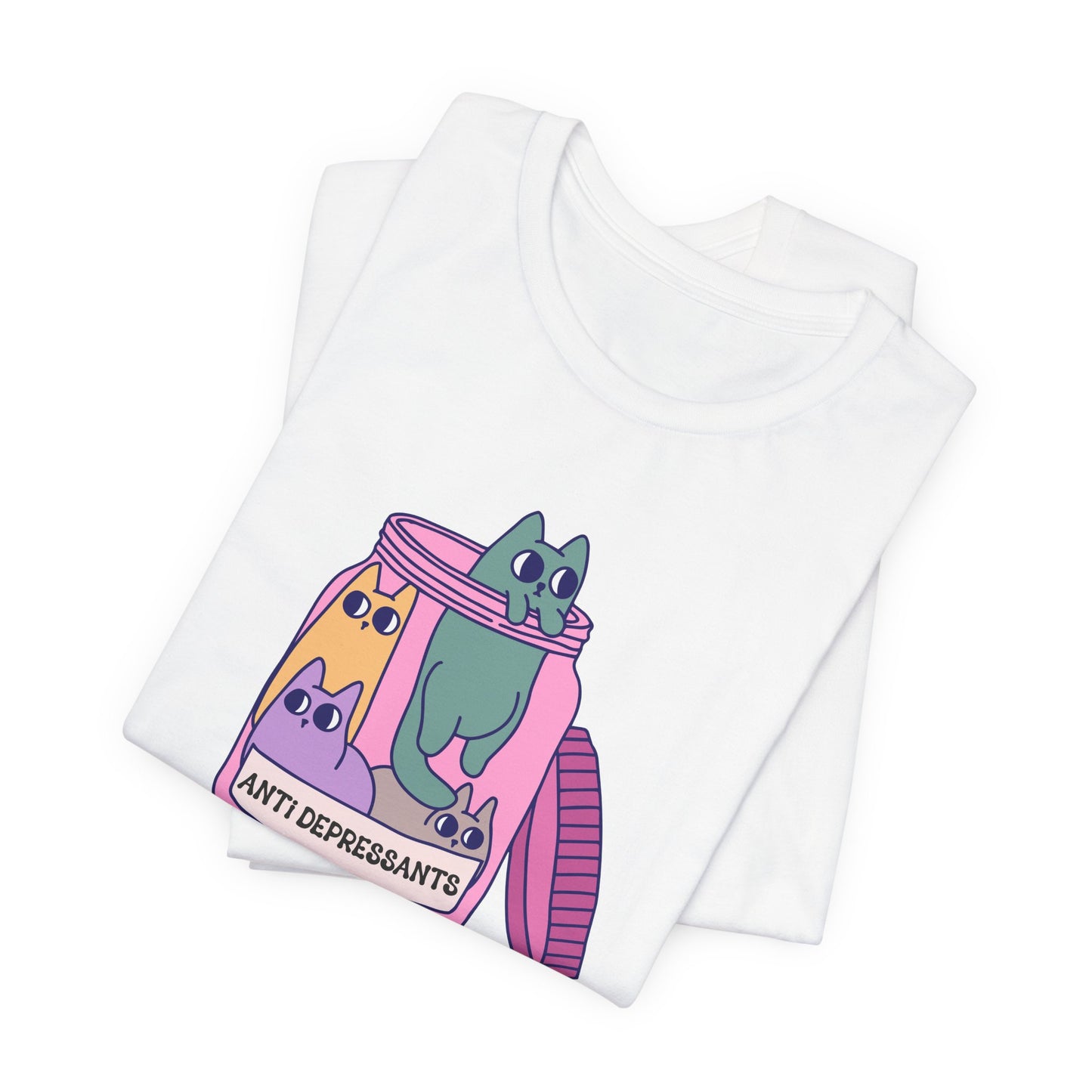 Anti-Depressant Cat Unisex Tee - Fun & Whimsical Graphic T-Shirt - Cats are my Anti Depressants