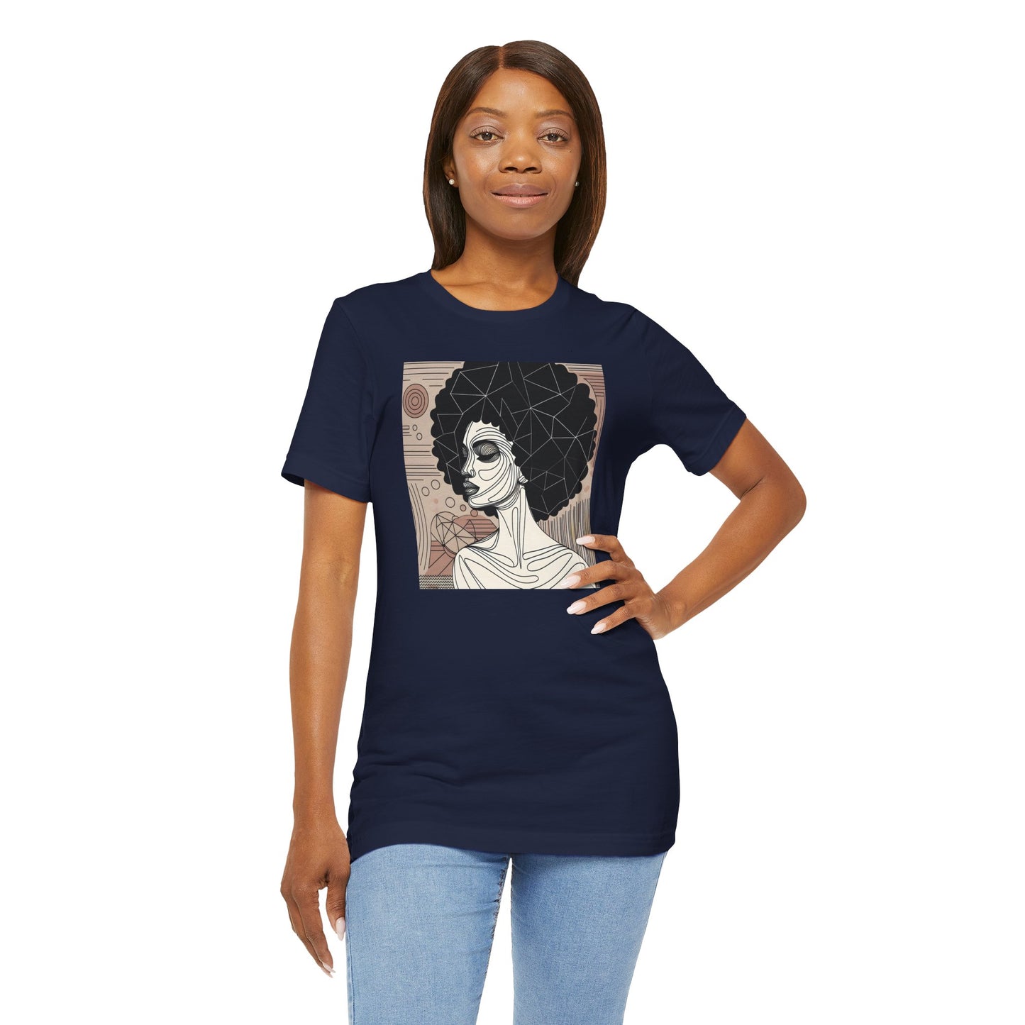 Artistic Afro Woman Tee - Unisex Short Sleeve Graphic Shirt Black Excelence