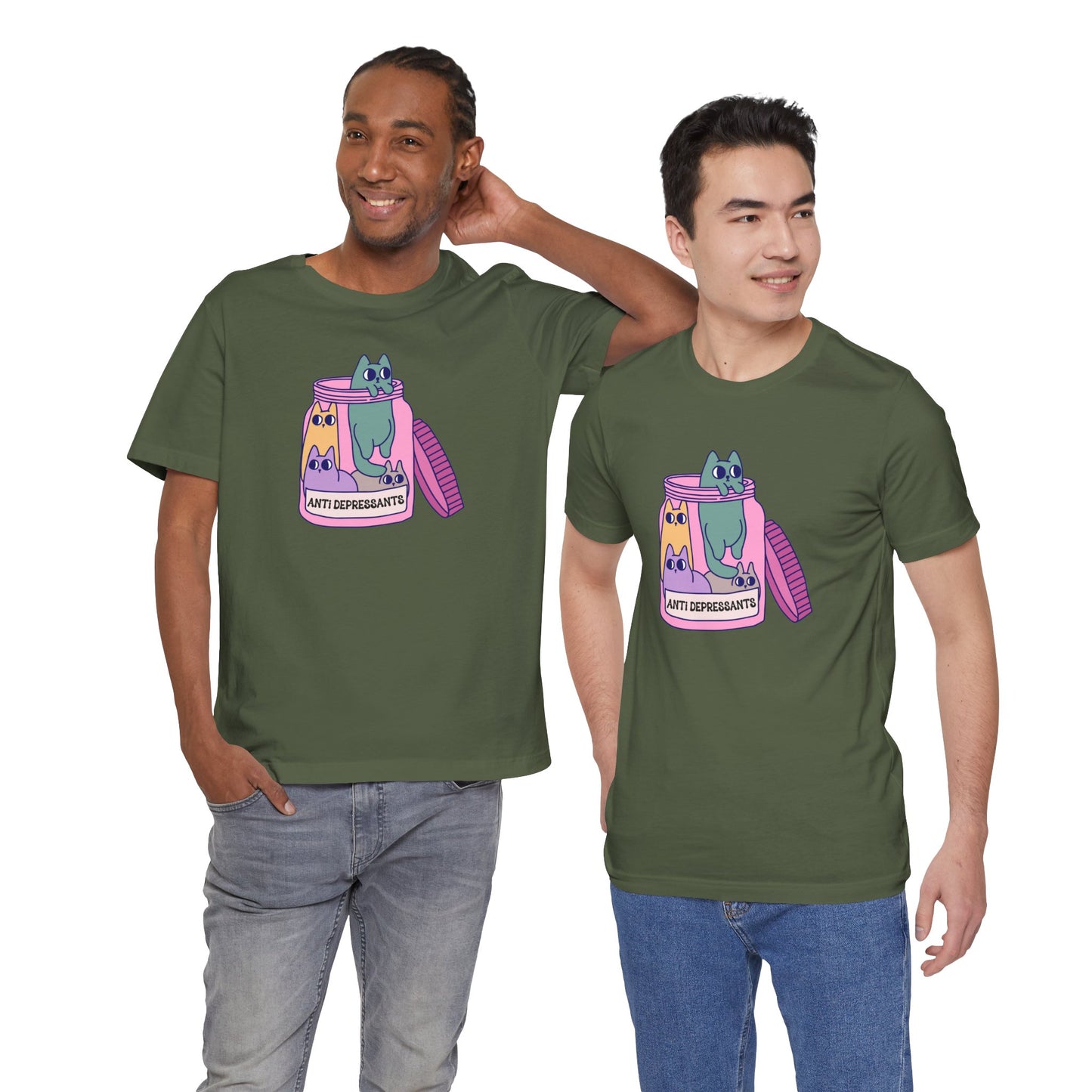 Anti-Depressant Cat Unisex Tee - Fun & Whimsical Graphic T-Shirt - Cats are my Anti Depressants