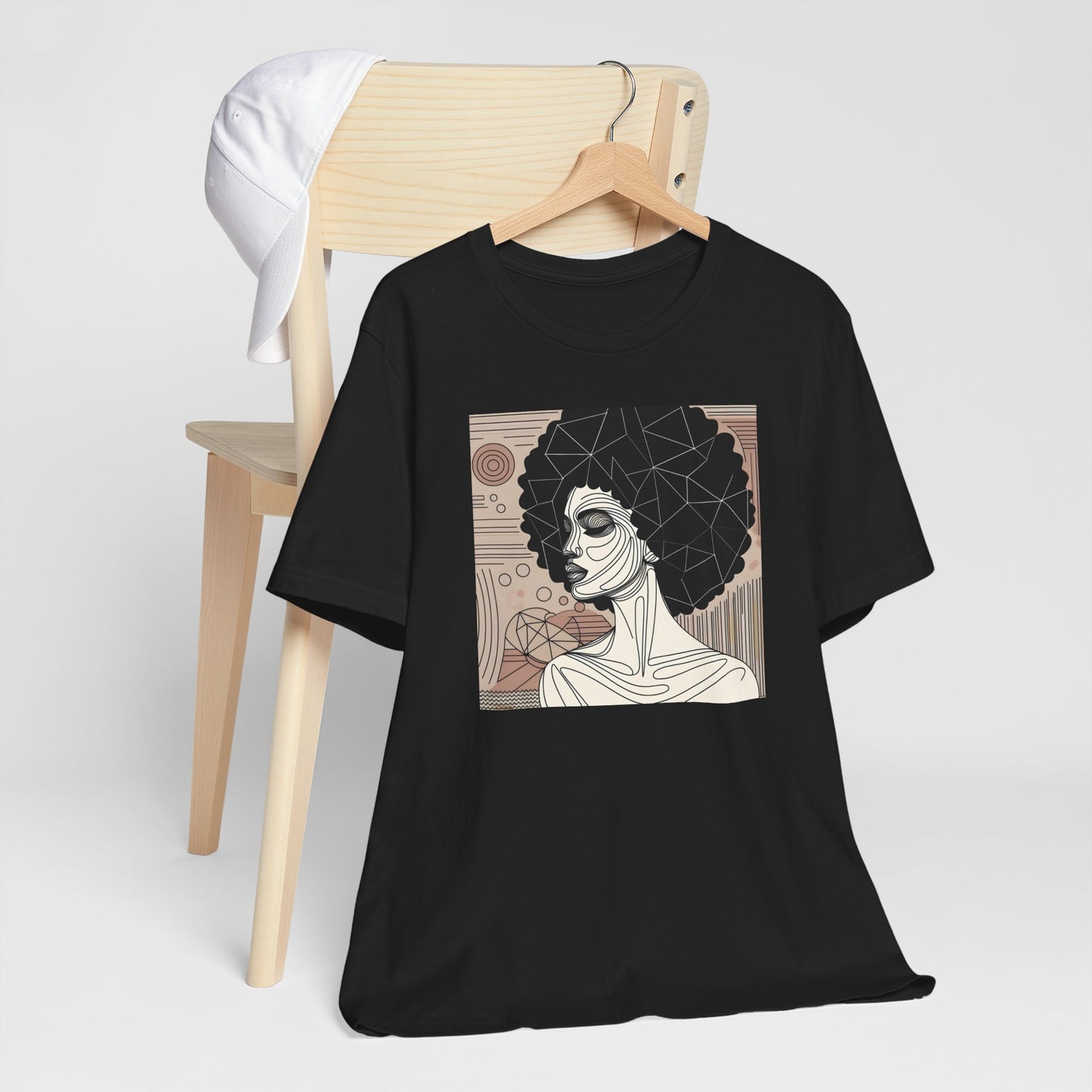 Artistic Afro Woman Tee - Unisex Short Sleeve Graphic Shirt Black Excelence