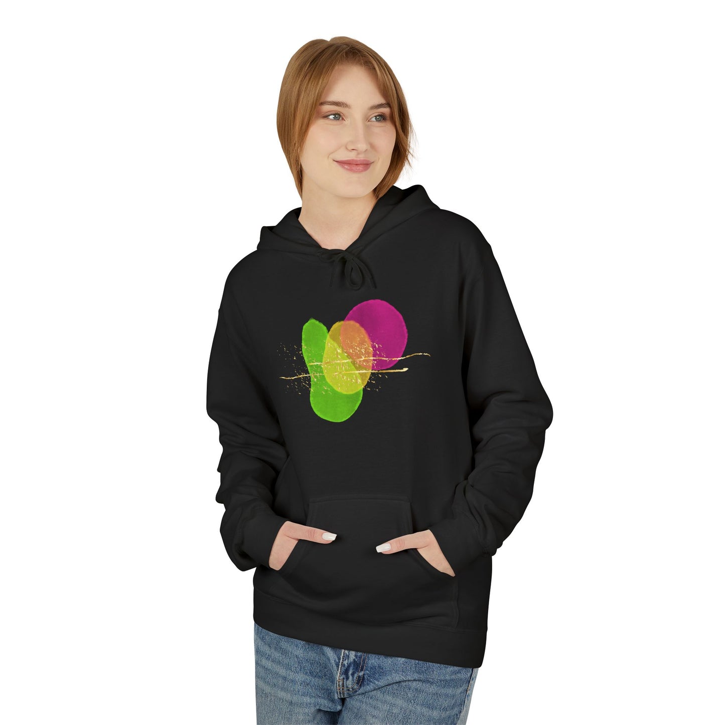 Colorful Abstract Design Unisex Midweight Fleece Hoodie - Cozy Casual Wear for All Occasions