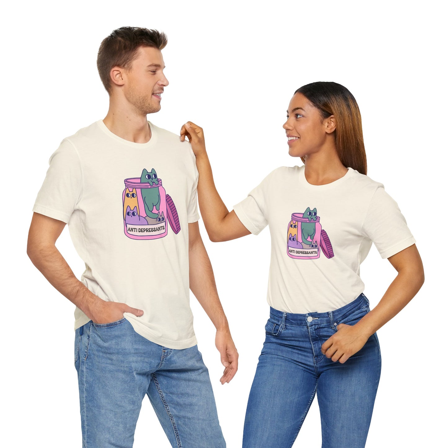 Anti-Depressant Cat Unisex Tee - Fun & Whimsical Graphic T-Shirt - Cats are my Anti Depressants