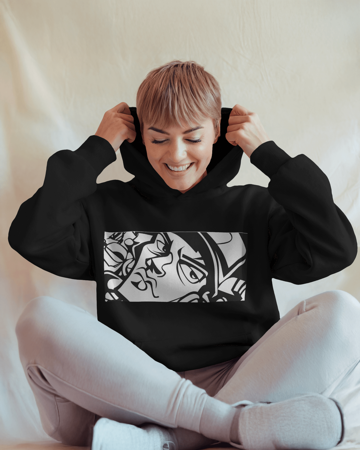 Graffiti College Hoodie - Trendy Unisex Graphic Design for Casual Comfort