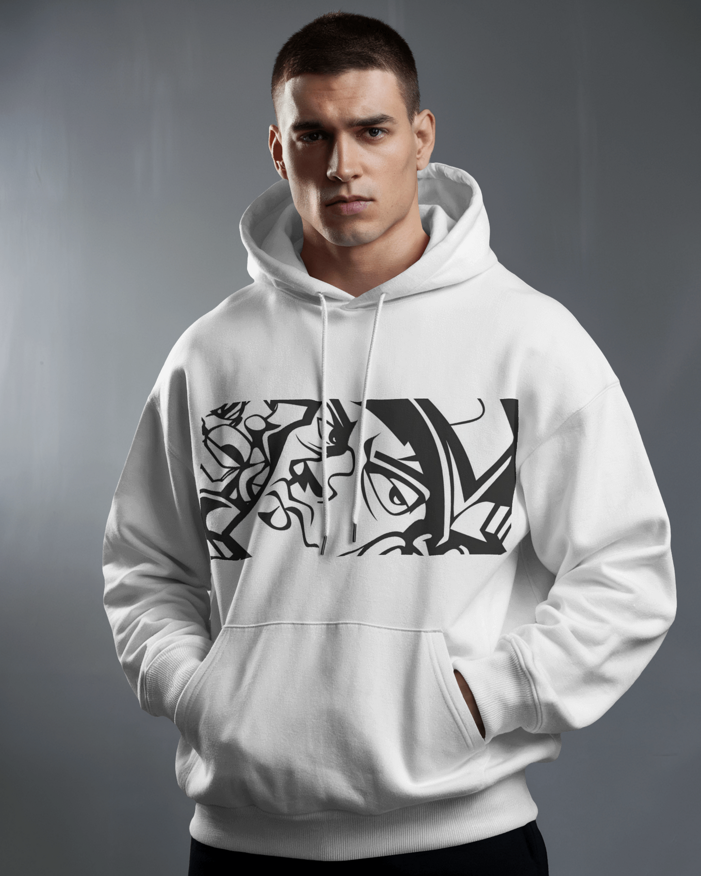 Graffiti College Hoodie - Trendy Unisex Graphic Design for Casual Comfort