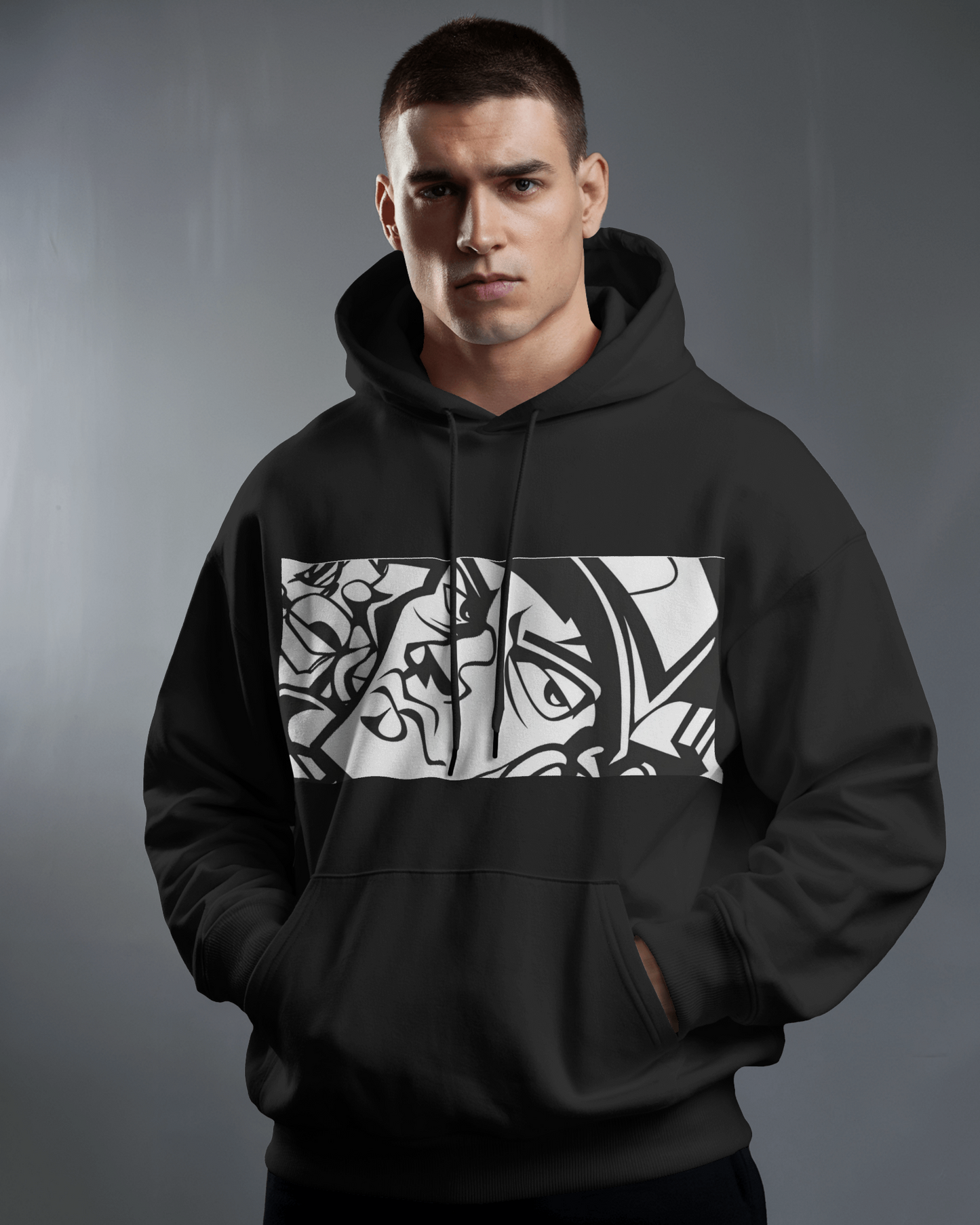 Graffiti College Hoodie - Trendy Unisex Graphic Design for Casual Comfort