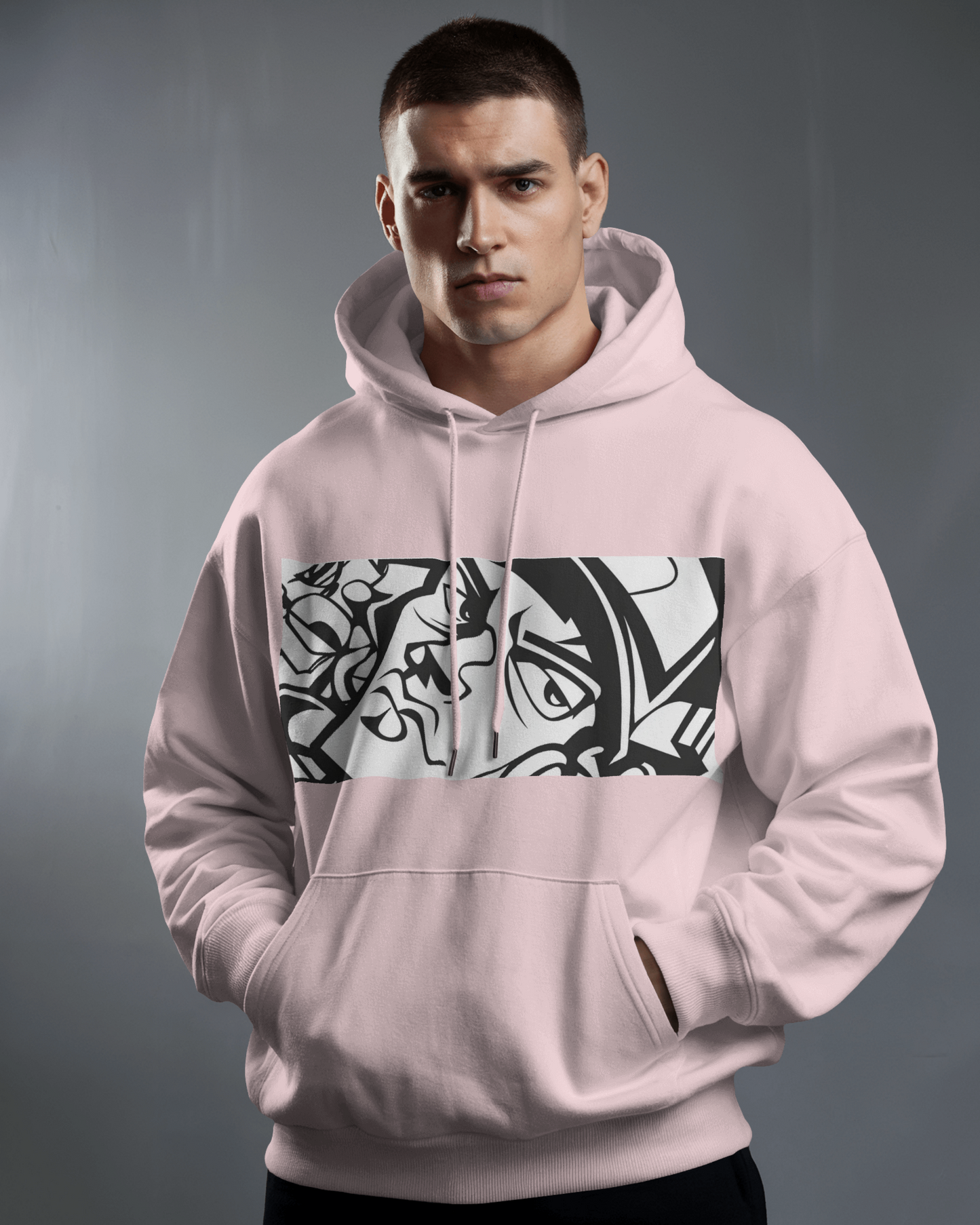 Graffiti College Hoodie - Trendy Unisex Graphic Design for Casual Comfort