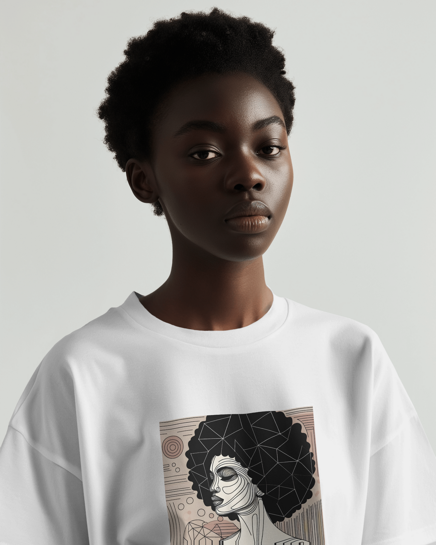Artistic Afro Woman Tee - Unisex Short Sleeve Graphic Shirt Black Excelence