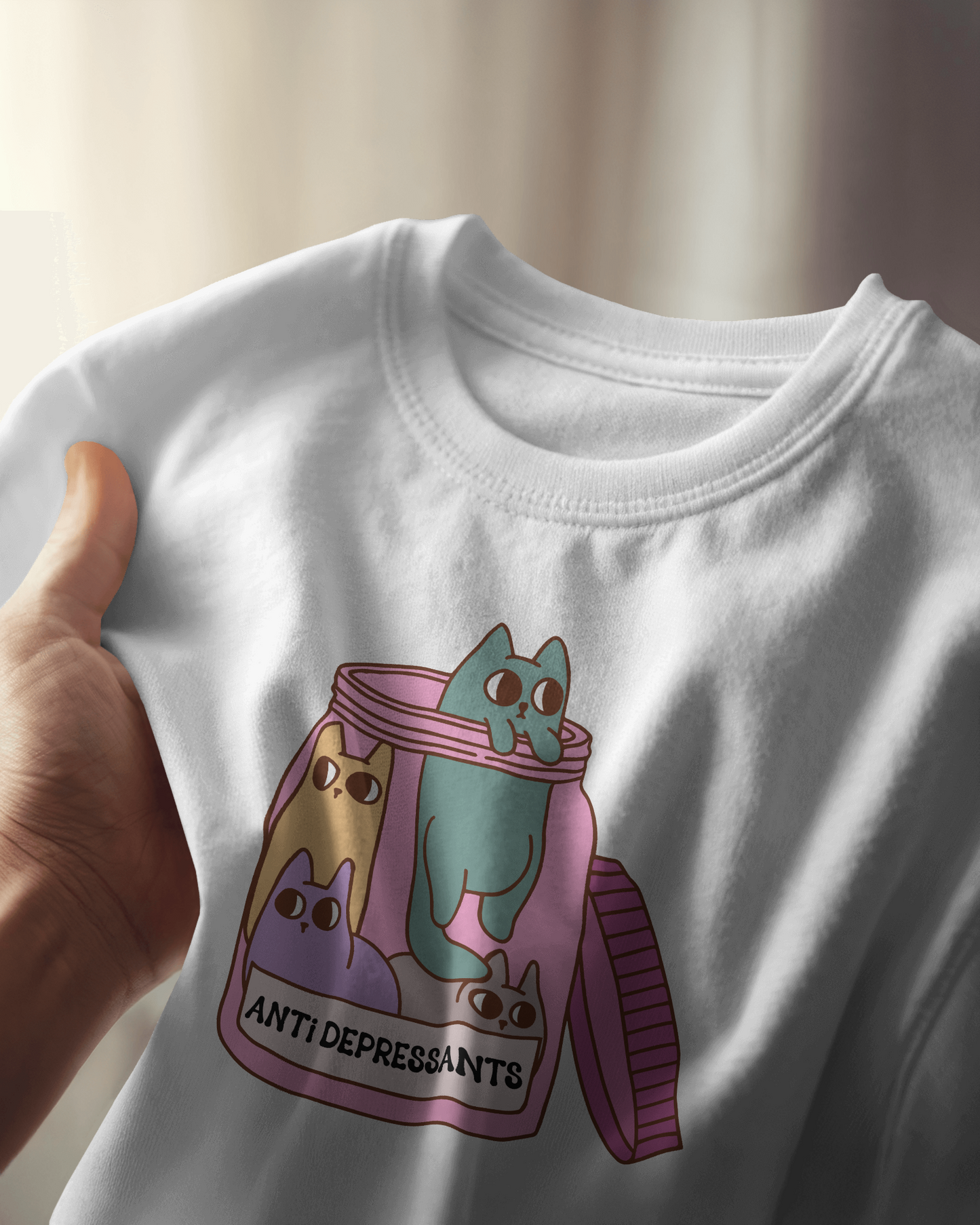 Anti-Depressant Cat Unisex Tee - Fun & Whimsical Graphic T-Shirt - Cats are my Anti Depressants
