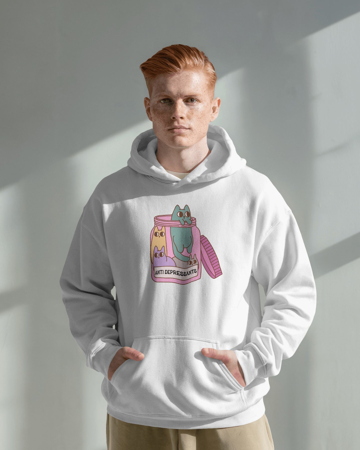 Anti-Depressant Cat Hoodie - Unisex Midweight Fleece for Cat Lovers - Cats are my Anti- Depressants