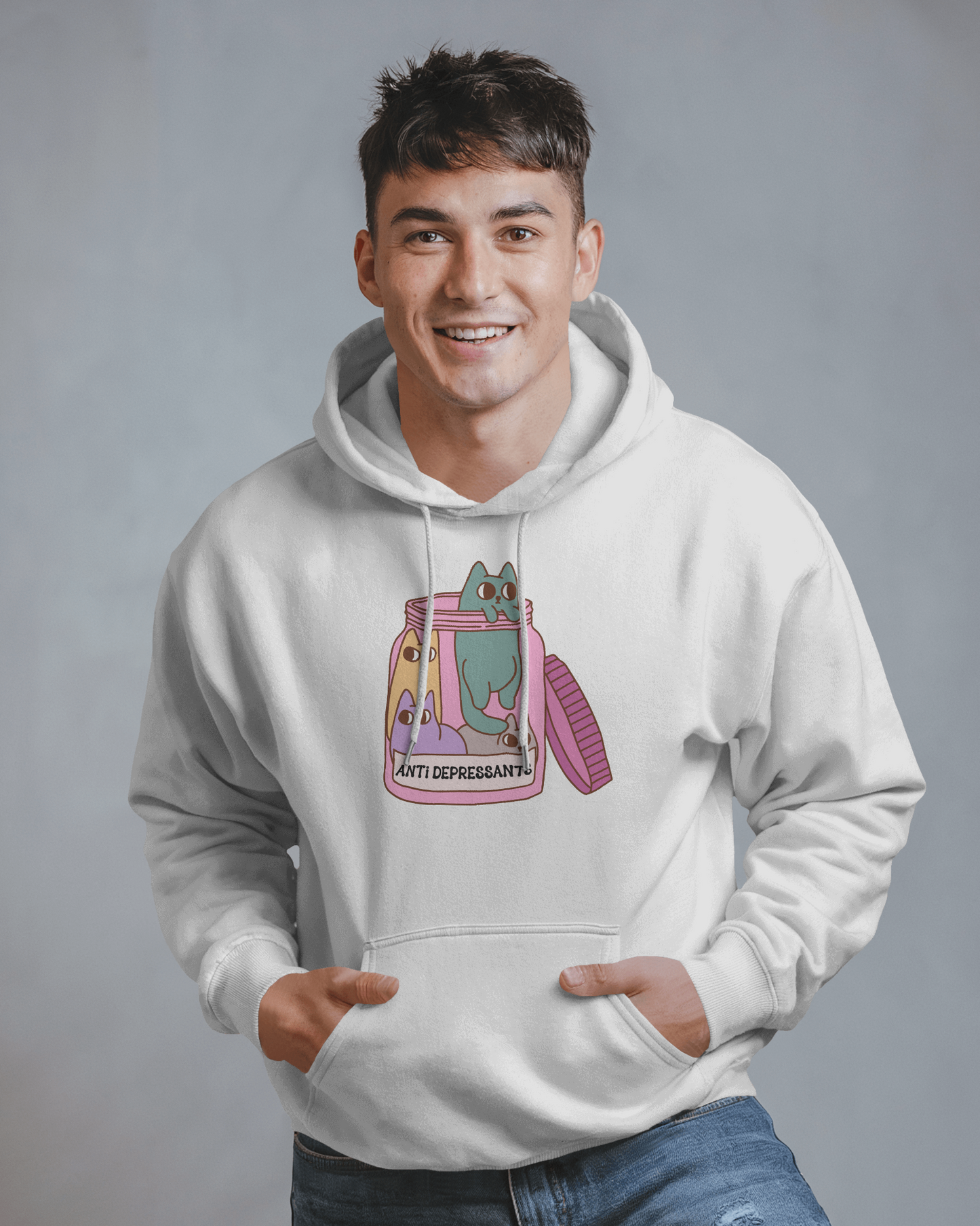 Anti-Depressant Cat Hoodie - Unisex Midweight Fleece for Cat Lovers - Cats are my Anti- Depressants