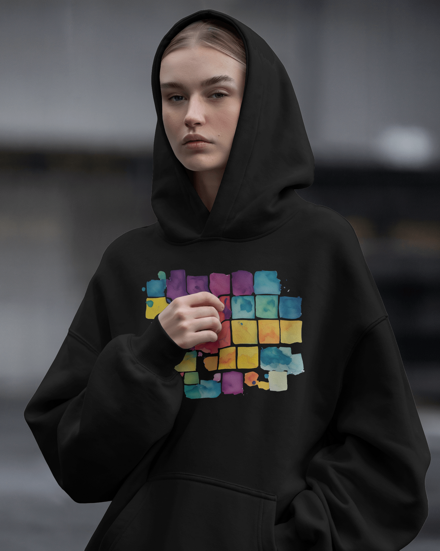 Colorful abstract Watercolor Print Unisex Fleece Hoodie- Pride, LGBT