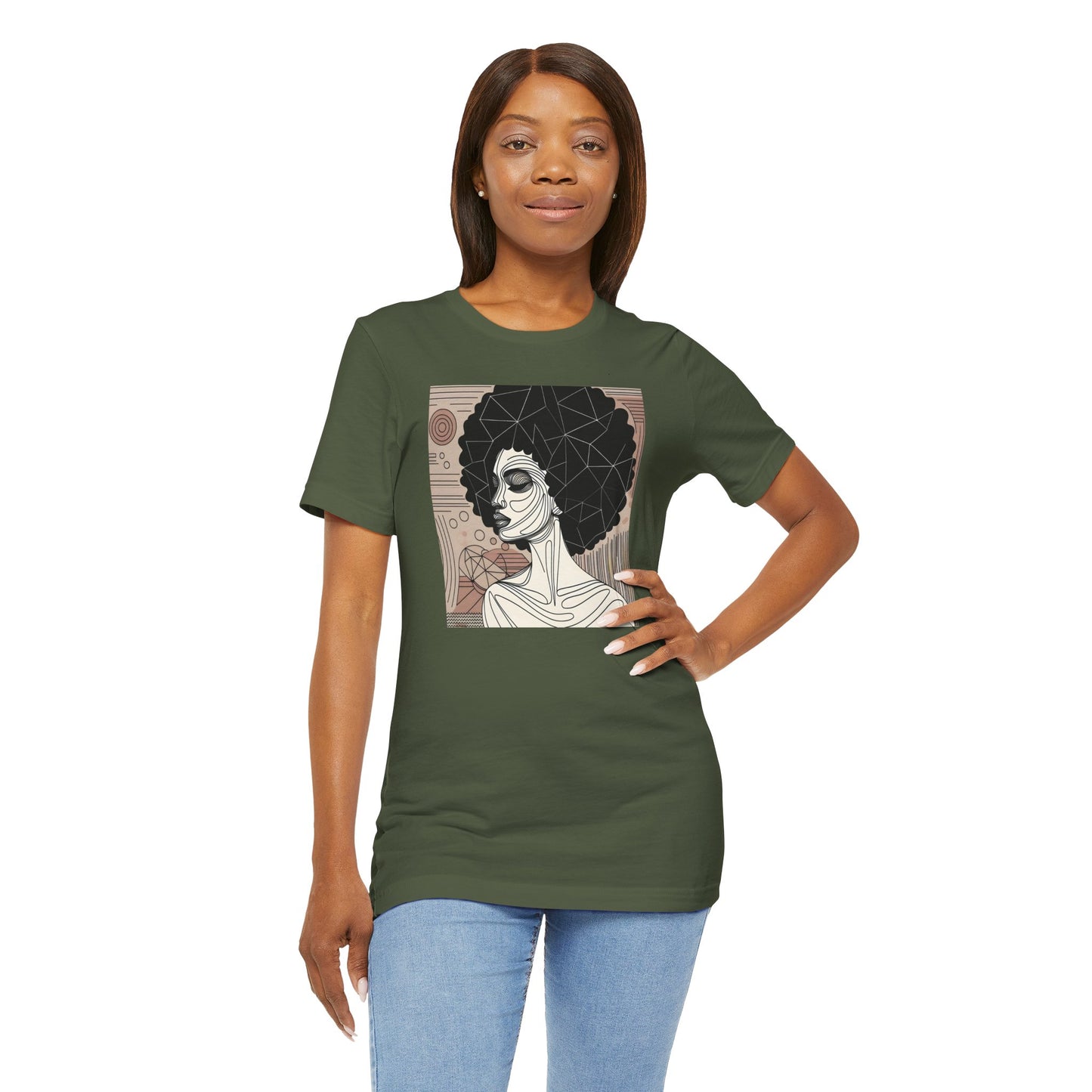 Artistic Afro Woman Tee - Unisex Short Sleeve Graphic Shirt Black Excelence