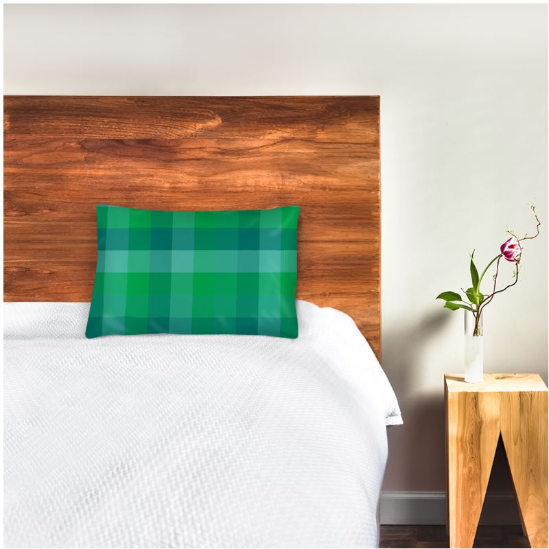 Premium Silk Pillow Case - Emerald Plaid