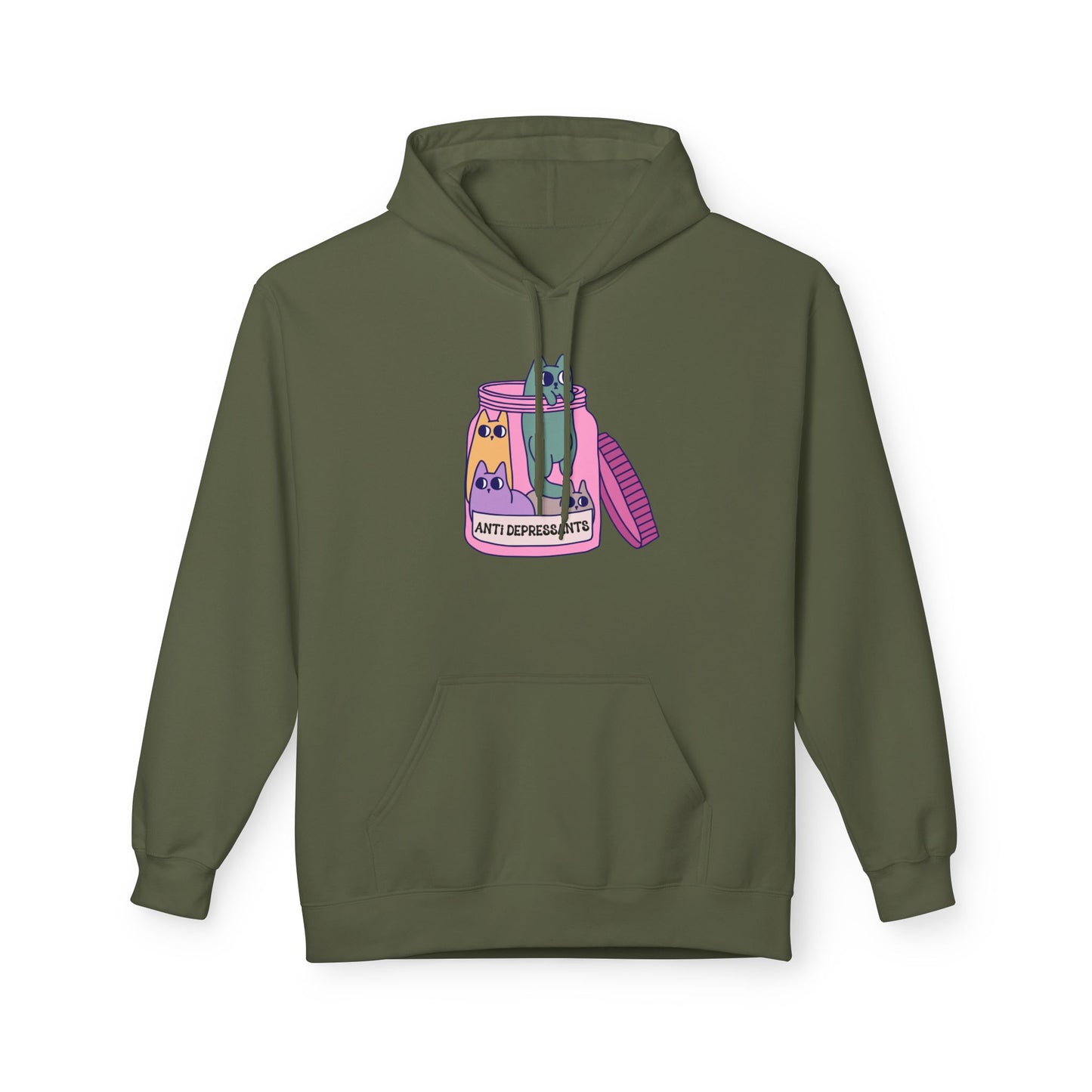 Anti-Depressant Cat Hoodie - Unisex Midweight Fleece for Cat Lovers - Cats are my Anti- Depressants