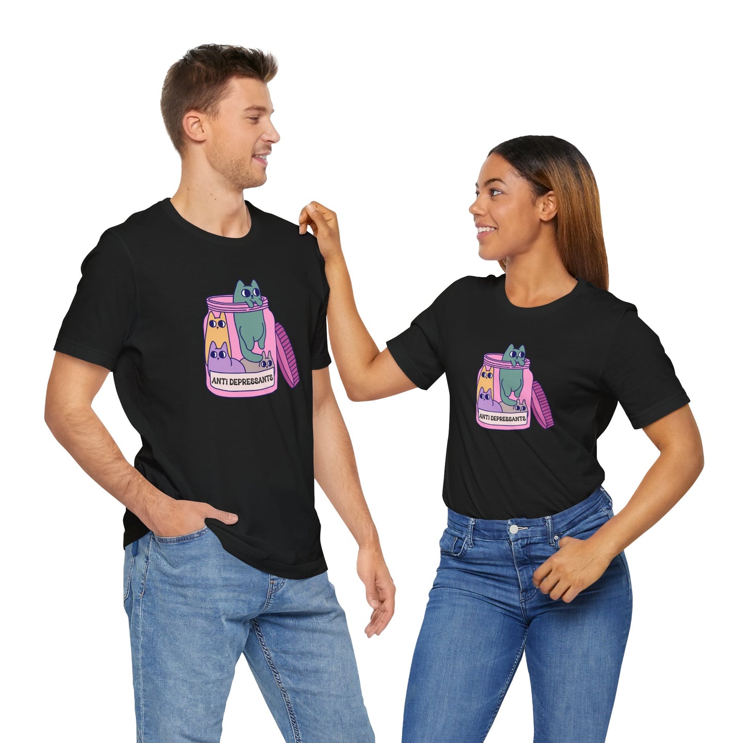 Anti-Depressant Cat Unisex Tee - Fun & Whimsical Graphic T-Shirt - Cats are my Anti Depressants