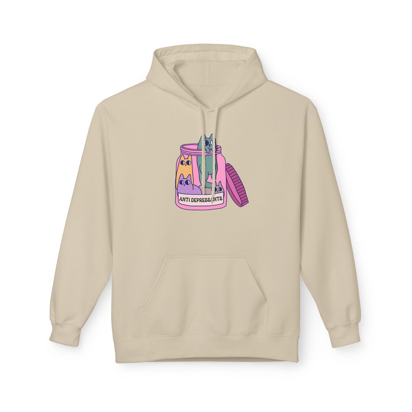 Anti-Depressant Cat Hoodie - Unisex Midweight Fleece for Cat Lovers - Cats are my Anti- Depressants