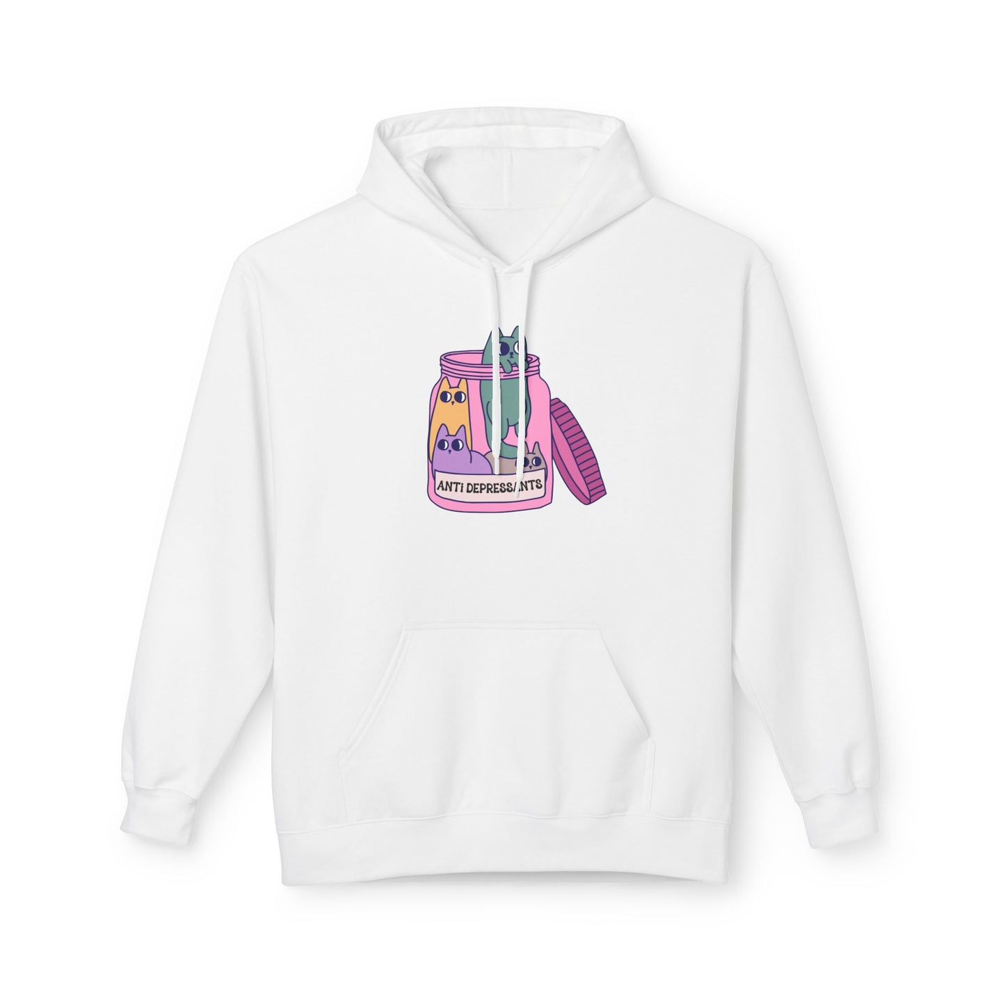 Anti-Depressant Cat Hoodie - Unisex Midweight Fleece for Cat Lovers - Cats are my Anti- Depressants