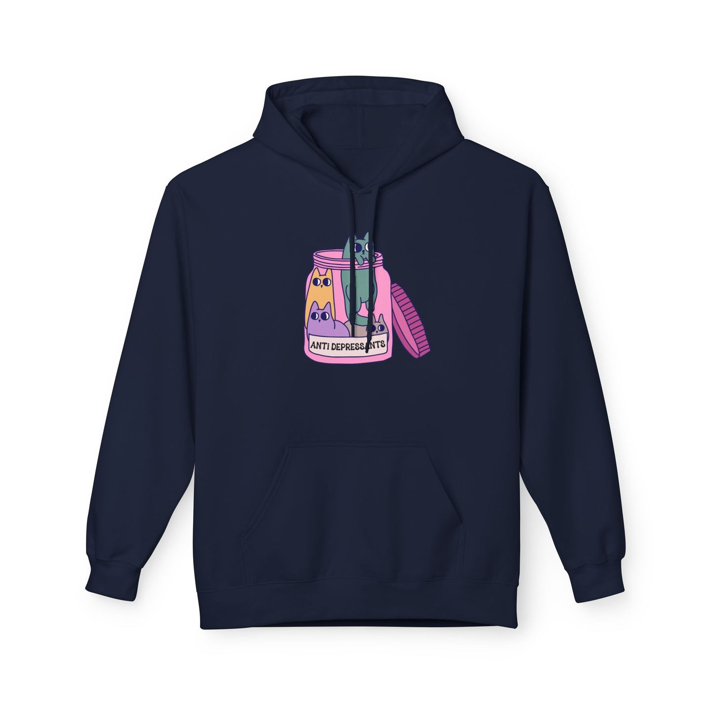 Anti-Depressant Cat Hoodie - Unisex Midweight Fleece for Cat Lovers - Cats are my Anti- Depressants