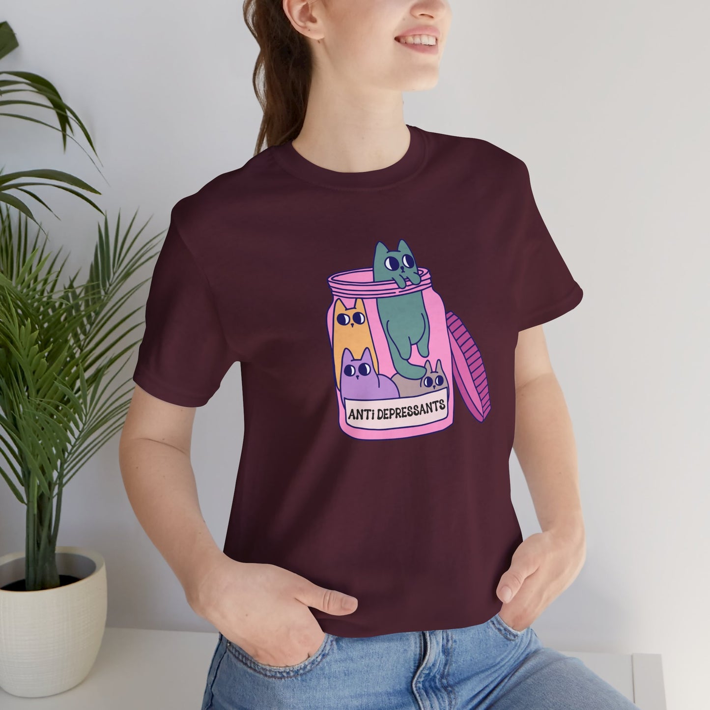 Anti-Depressant Cat Unisex Tee - Fun & Whimsical Graphic T-Shirt - Cats are my Anti Depressants