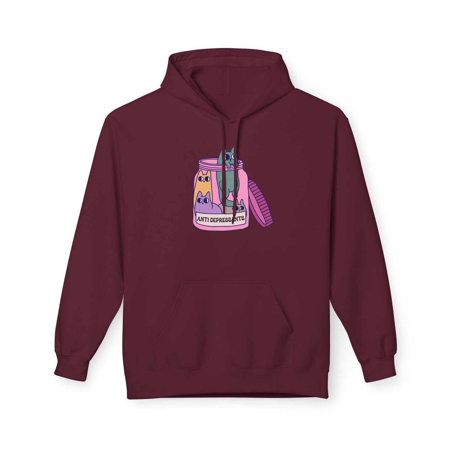 Anti-Depressant Cat Hoodie - Unisex Midweight Fleece for Cat Lovers - Cats are my Anti- Depressants