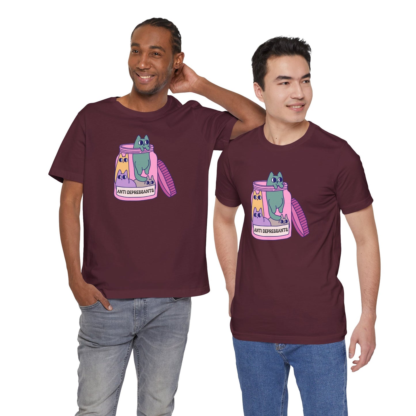 Anti-Depressant Cat Unisex Tee - Fun & Whimsical Graphic T-Shirt - Cats are my Anti Depressants