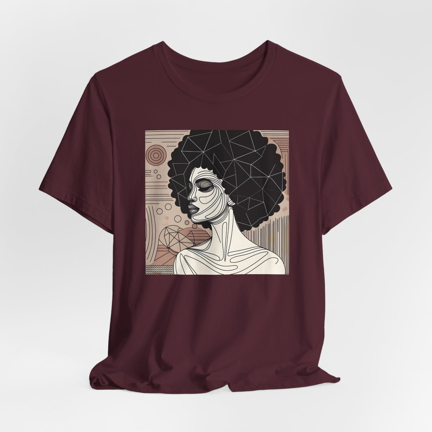 Artistic Afro Woman Tee - Unisex Short Sleeve Graphic Shirt Black Excelence
