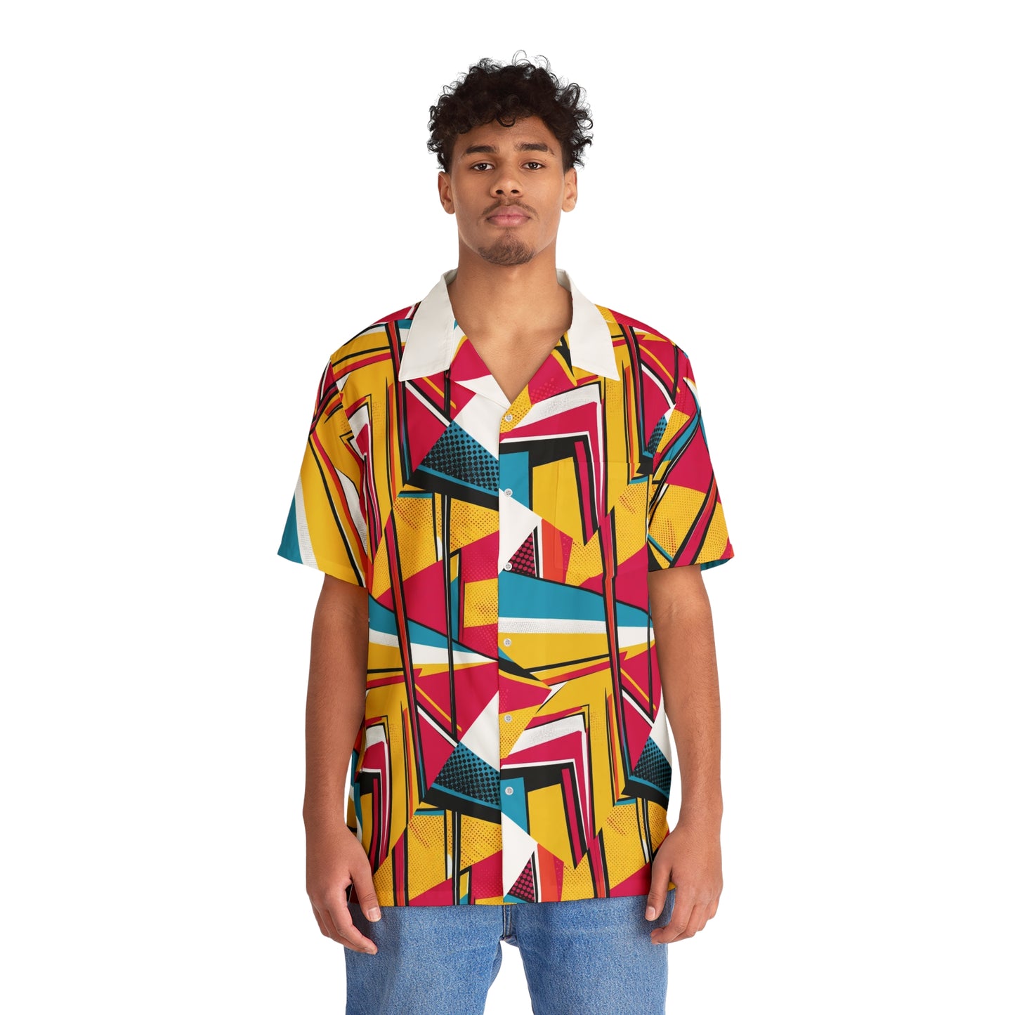 Vibrant Men's Hawaiian Shirt - Bold Tropical Design for Summer, Beach Wear, Vacation, Luau, Party