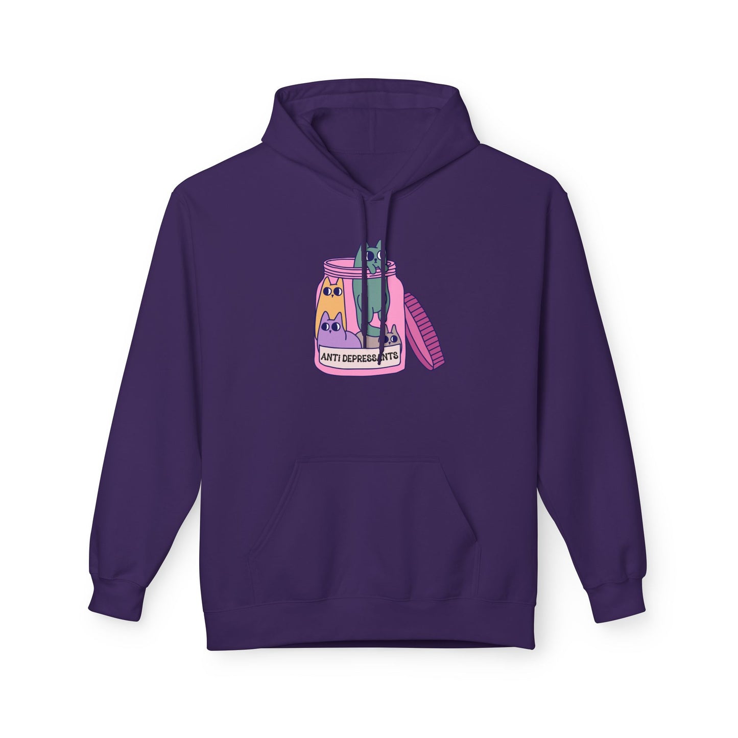 Anti-Depressant Cat Hoodie - Unisex Midweight Fleece for Cat Lovers - Cats are my Anti- Depressants