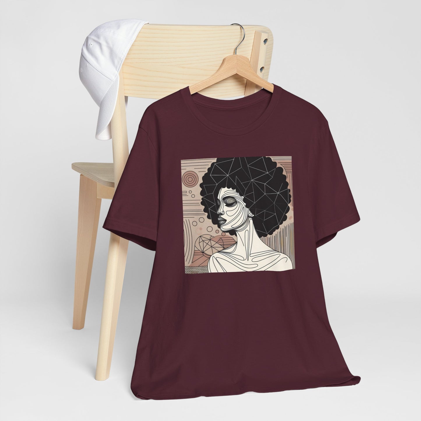 Artistic Afro Woman Tee - Unisex Short Sleeve Graphic Shirt Black Excelence
