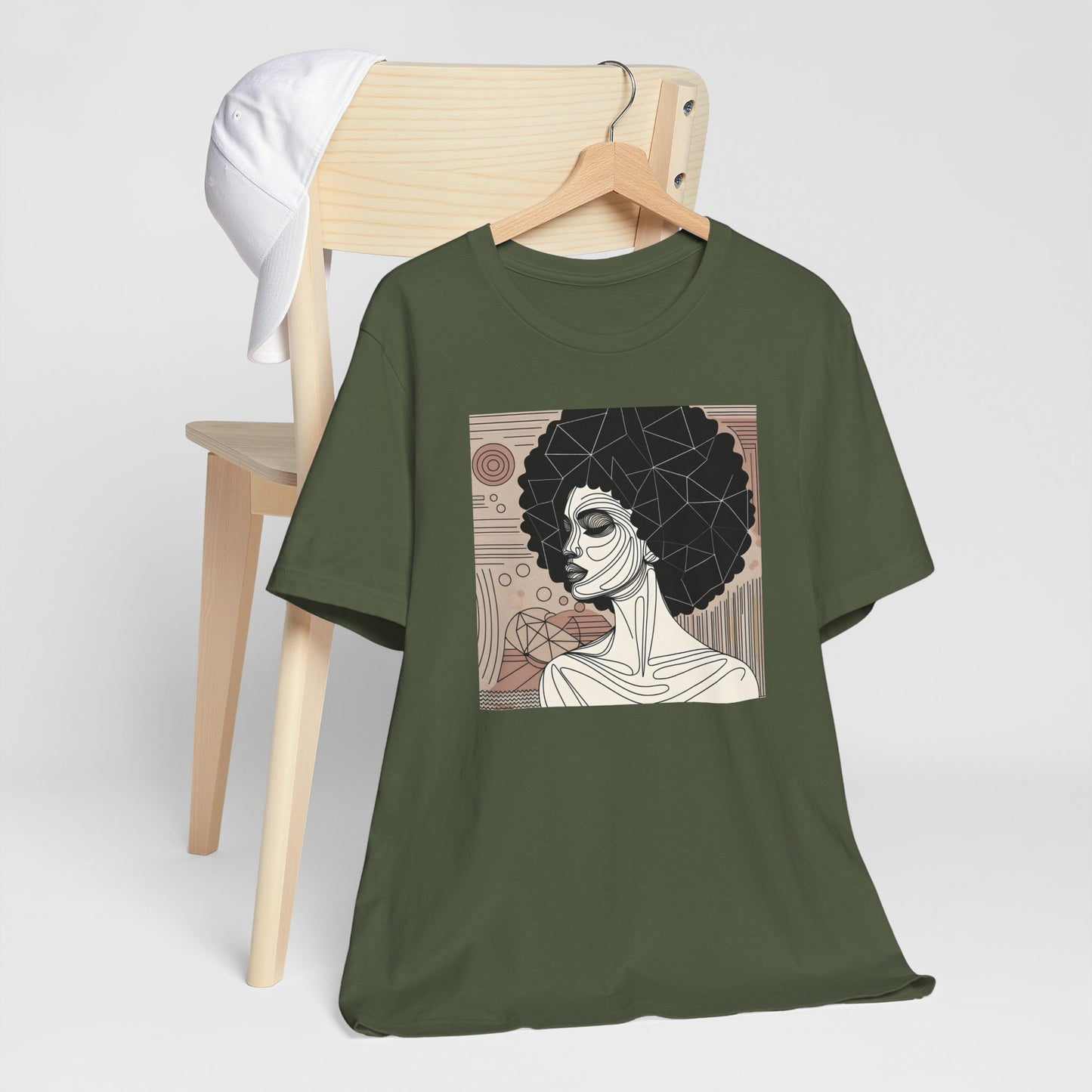 Artistic Afro Woman Tee - Unisex Short Sleeve Graphic Shirt Black Excelence