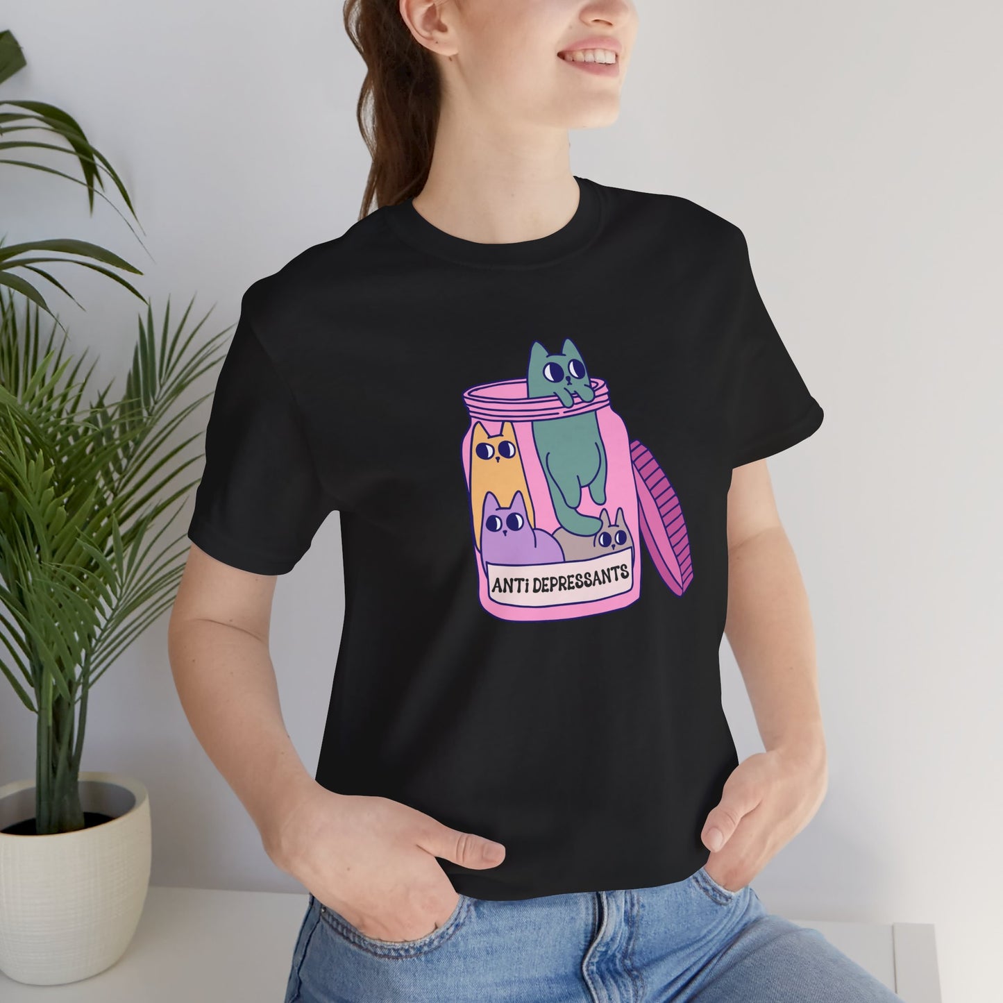 Anti-Depressant Cat Unisex Tee - Fun & Whimsical Graphic T-Shirt - Cats are my Anti Depressants