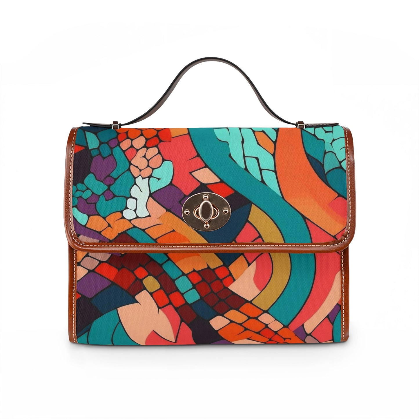 Abstract Colorwave Canvas Bag — Waterproof Artistic Satchel