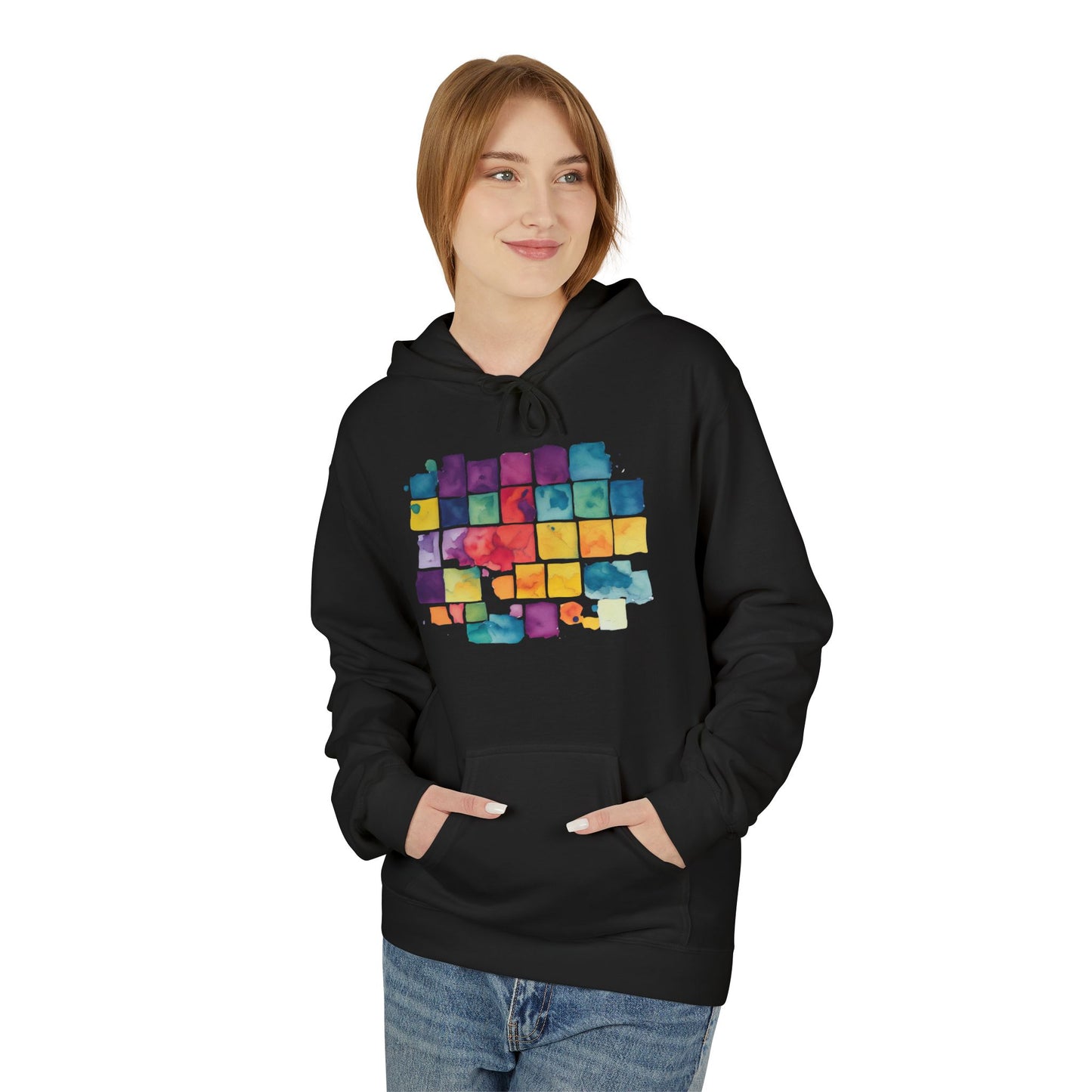 Colorful abstract Watercolor Print Unisex Fleece Hoodie- Pride, LGBT