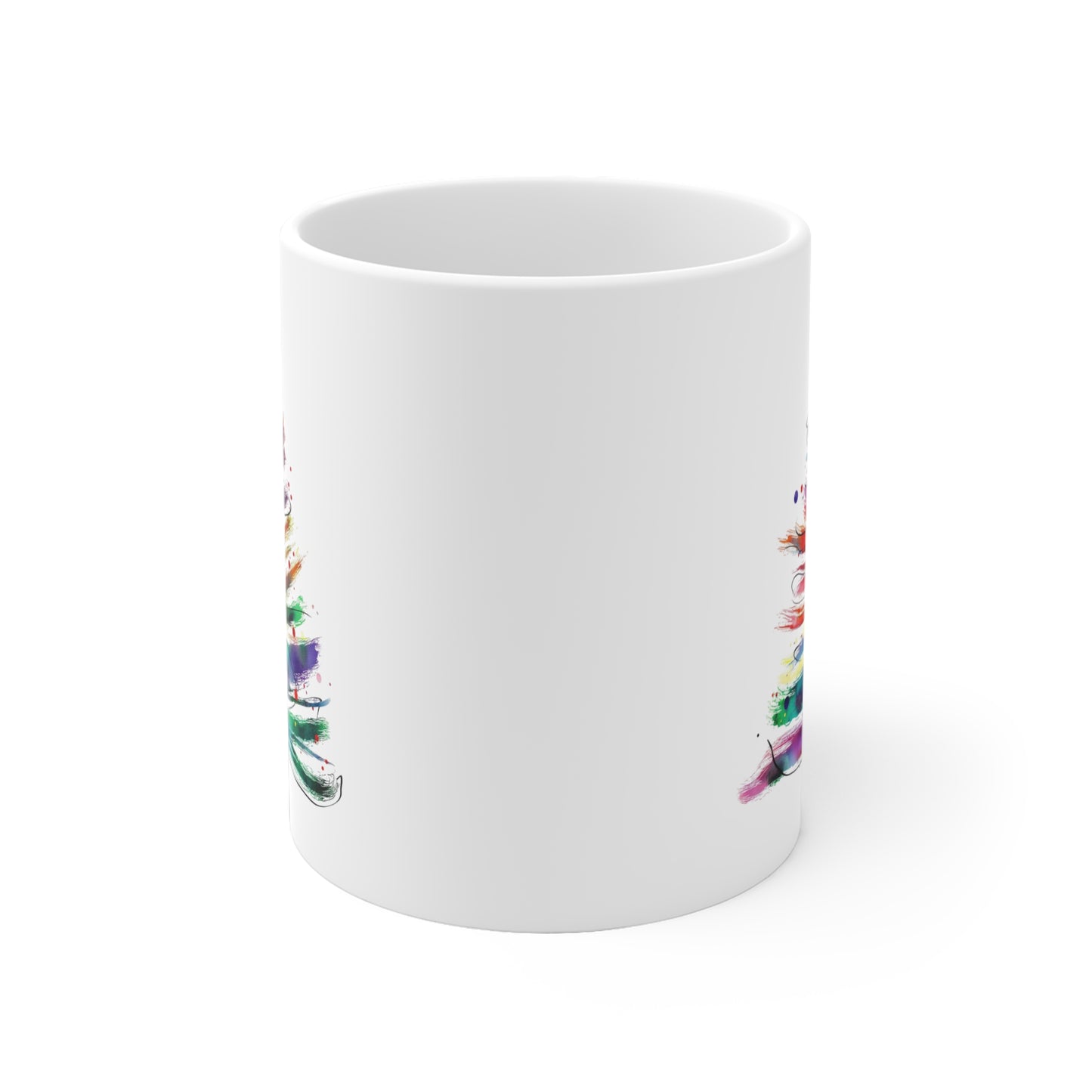 Rainbow Christmas Tree Ceramic Mug — LGBT Holiday Pride Coffee Cup