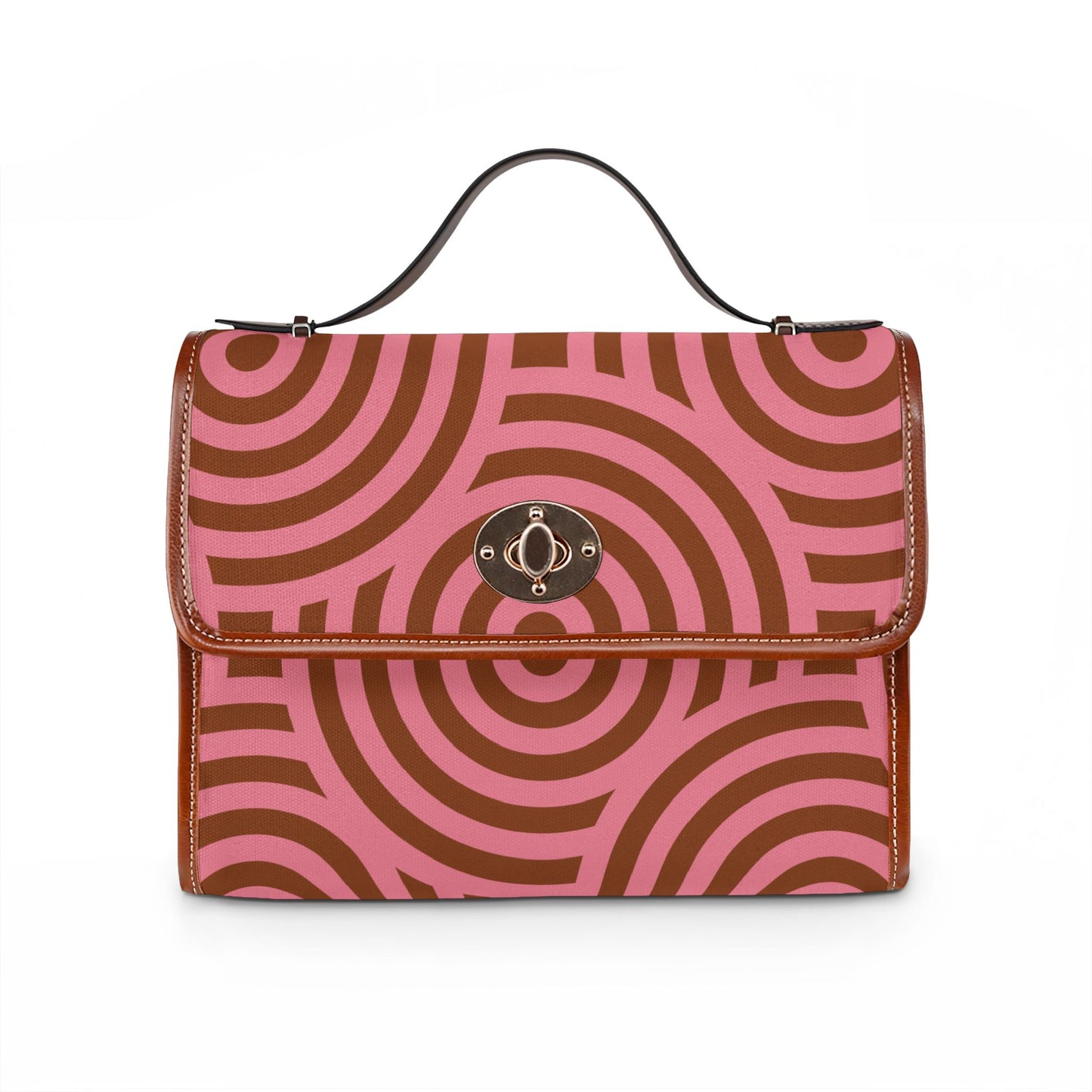 Geometric Pink & Brown Waterproof Canvas Bag