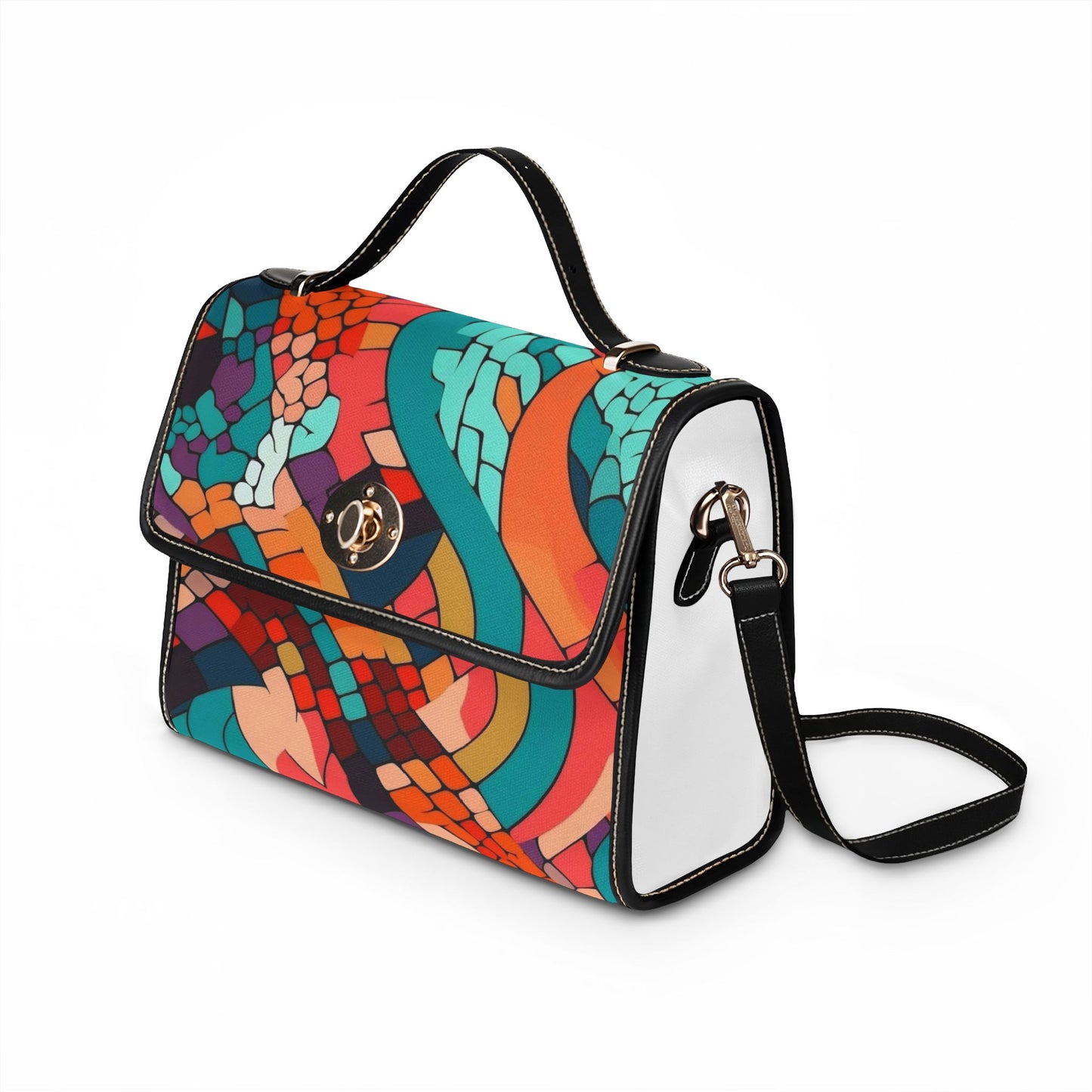 Abstract Colorwave Canvas Bag — Waterproof Artistic Satchel
