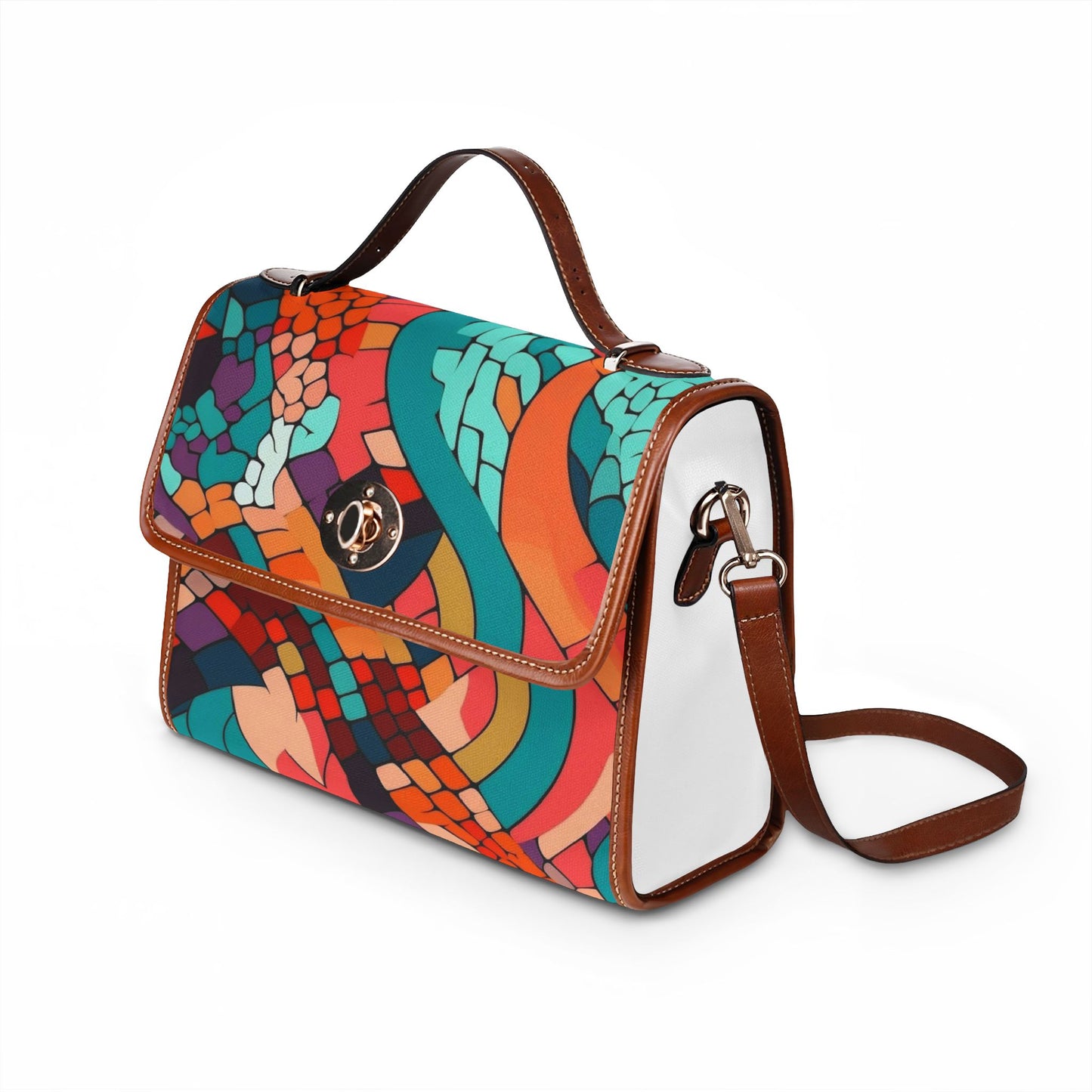 Abstract Colorwave Canvas Bag — Waterproof Artistic Satchel