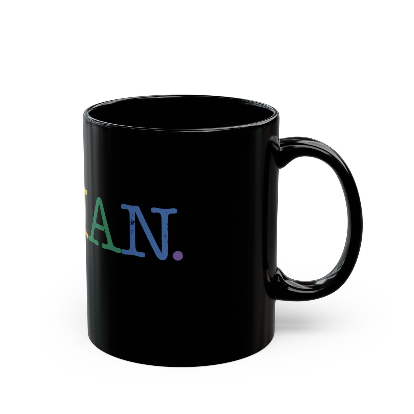 Human Rainbow Black Coffee Mug — Inclusive Pride 11oz/15oz Ceramic